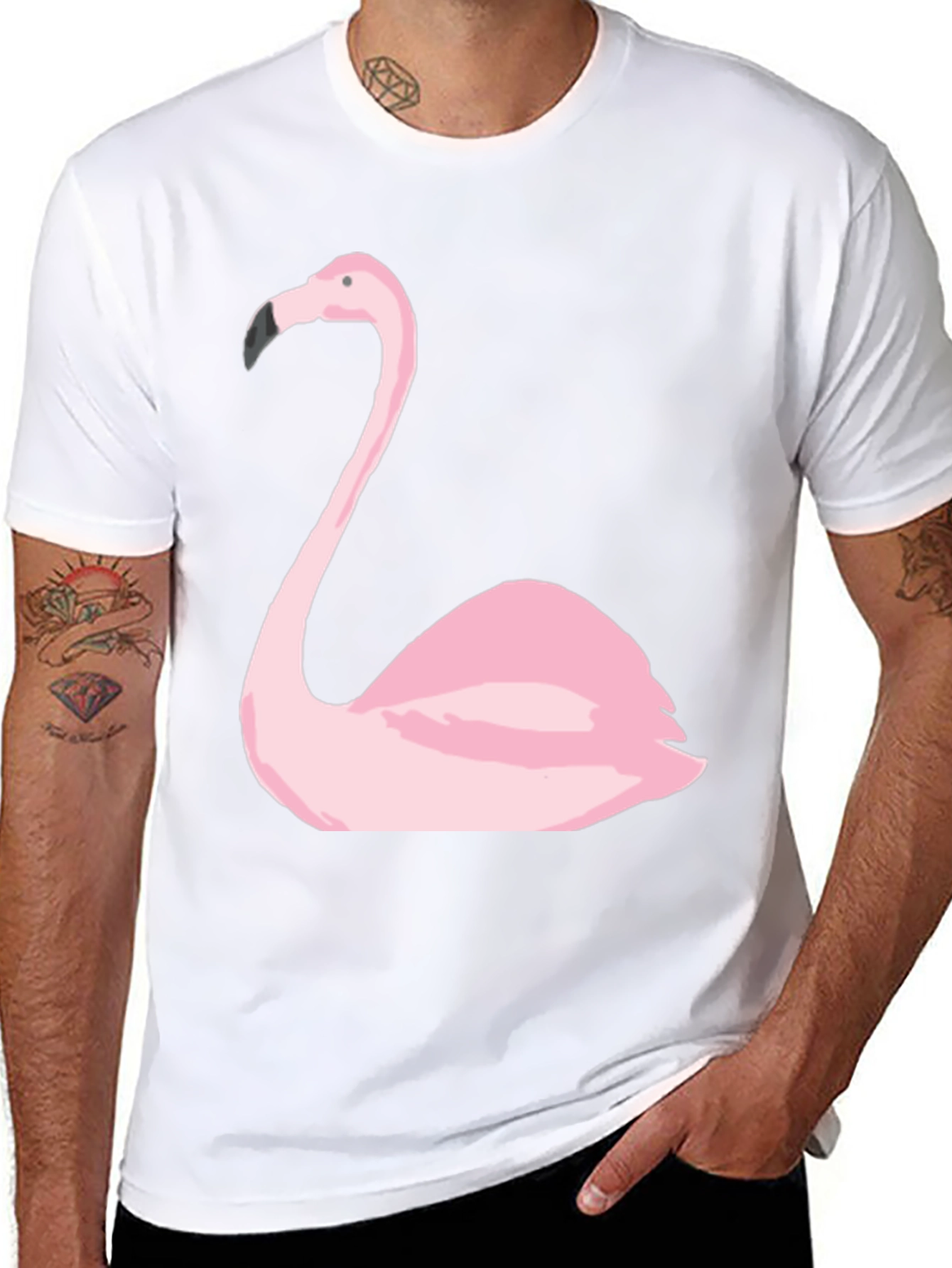 Black Flamingo Graphic Tee - Black Cotton Casual Shirt view 8