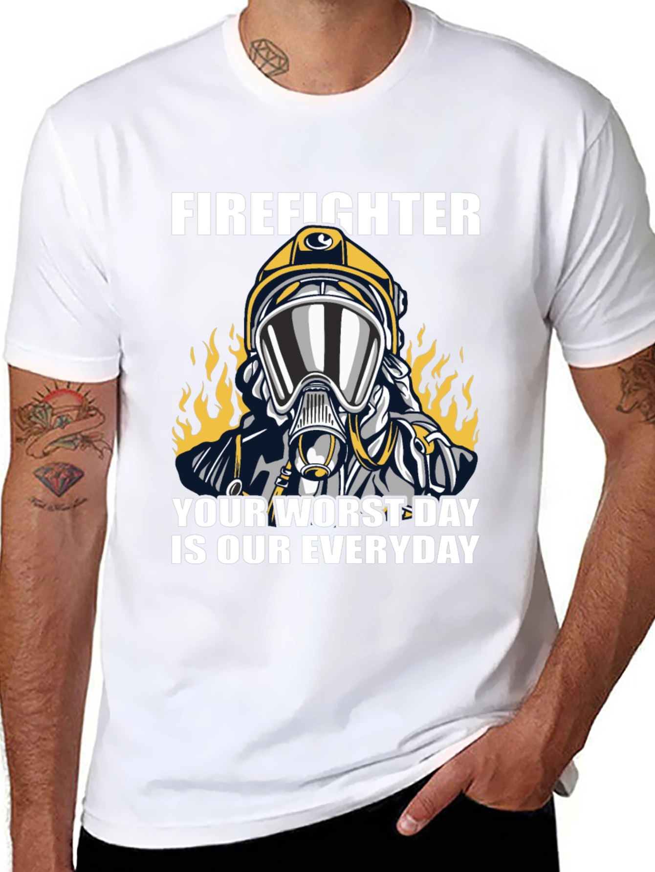 Black Firefighter T-Shirt - Your Worst Day view 8