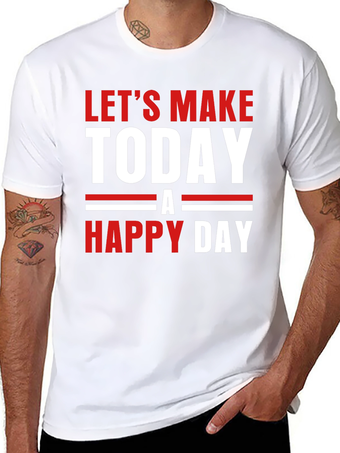 Black Let's Make Today A Happy Day Black T-Shirt view 8