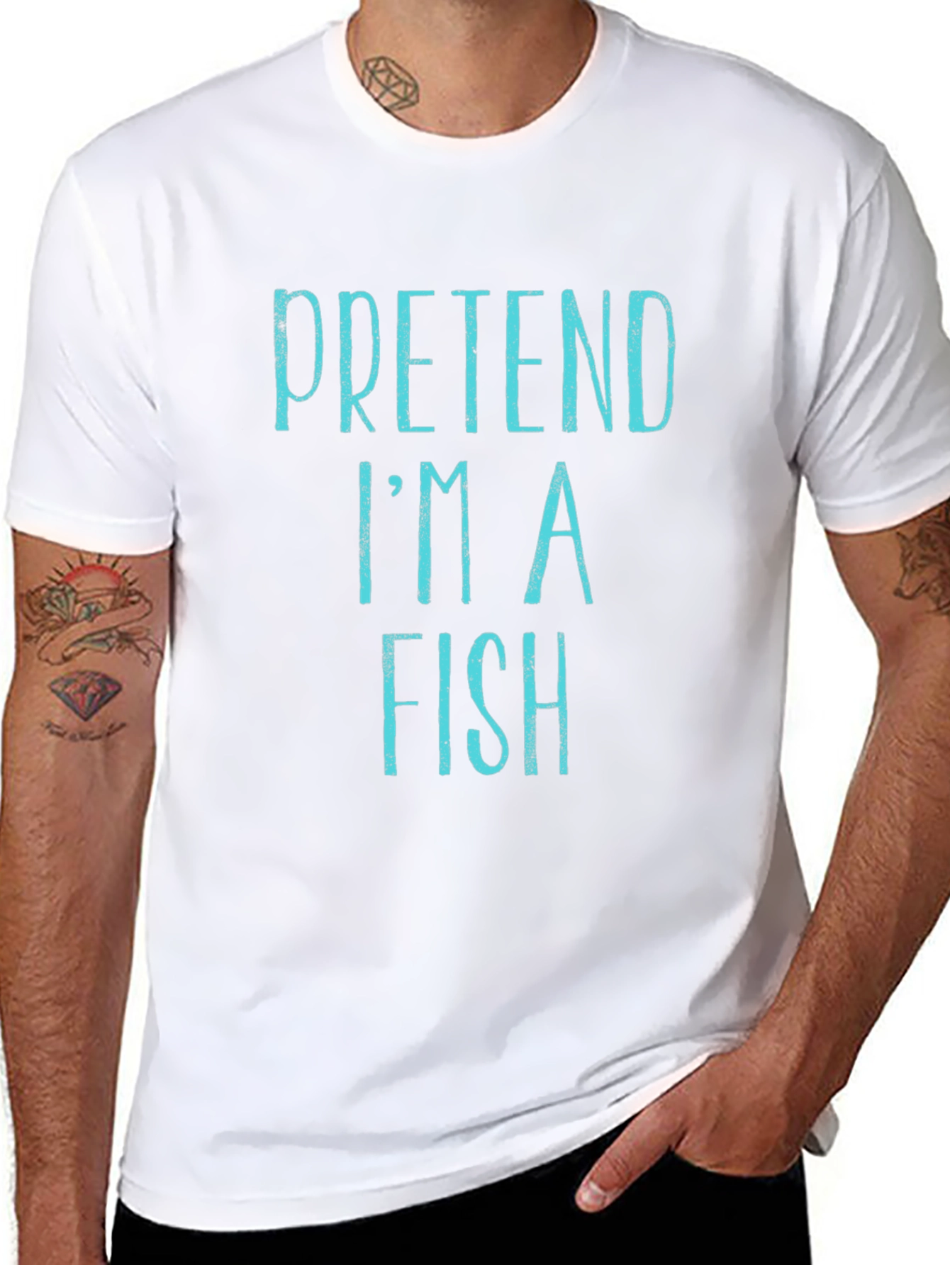 Black Pretend I'm A Fish T-Shirt - Funny Costume Tee view 8