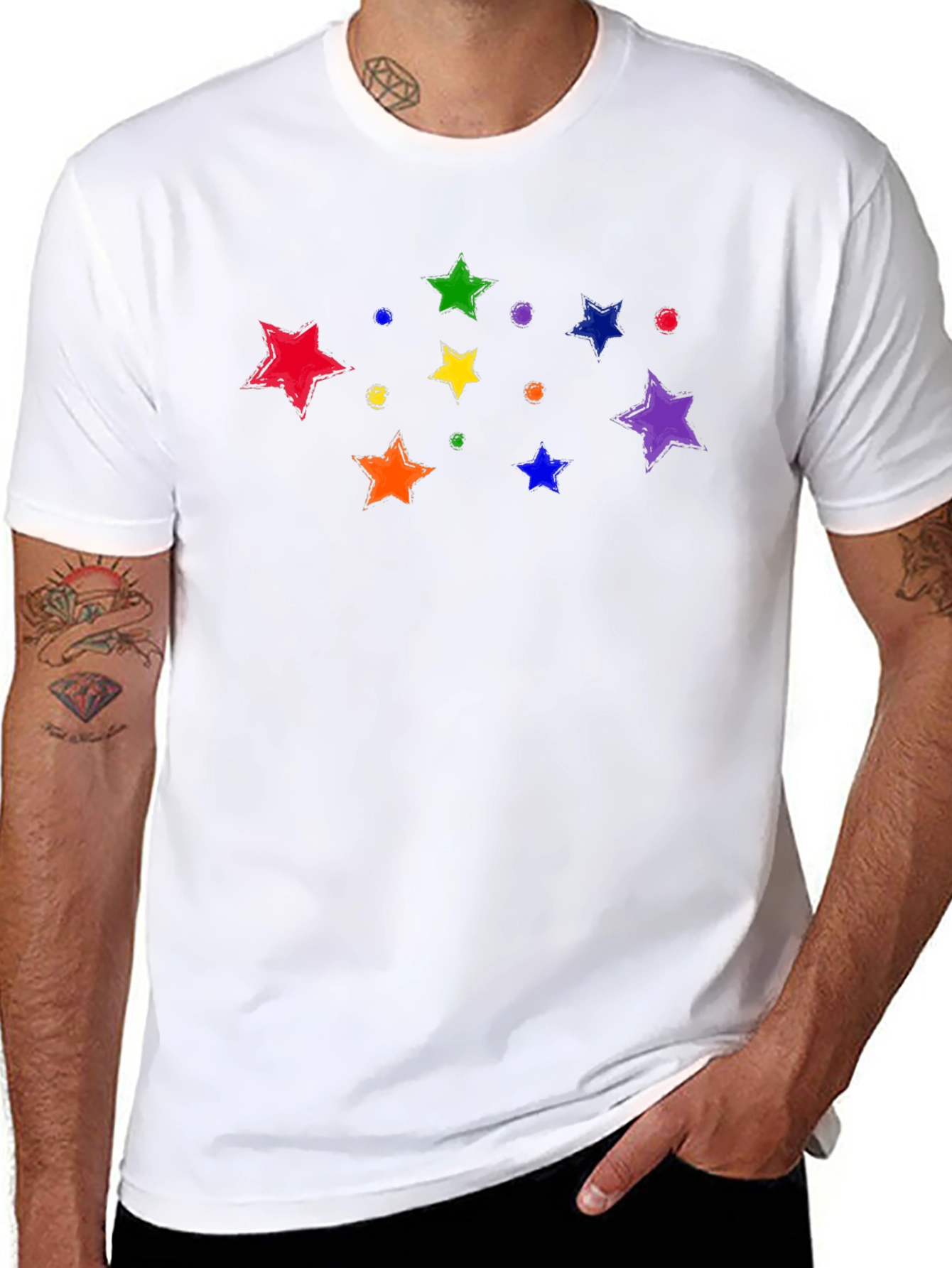 Black Rainbow Star T-Shirt - Colorful Graphic Tee view 8