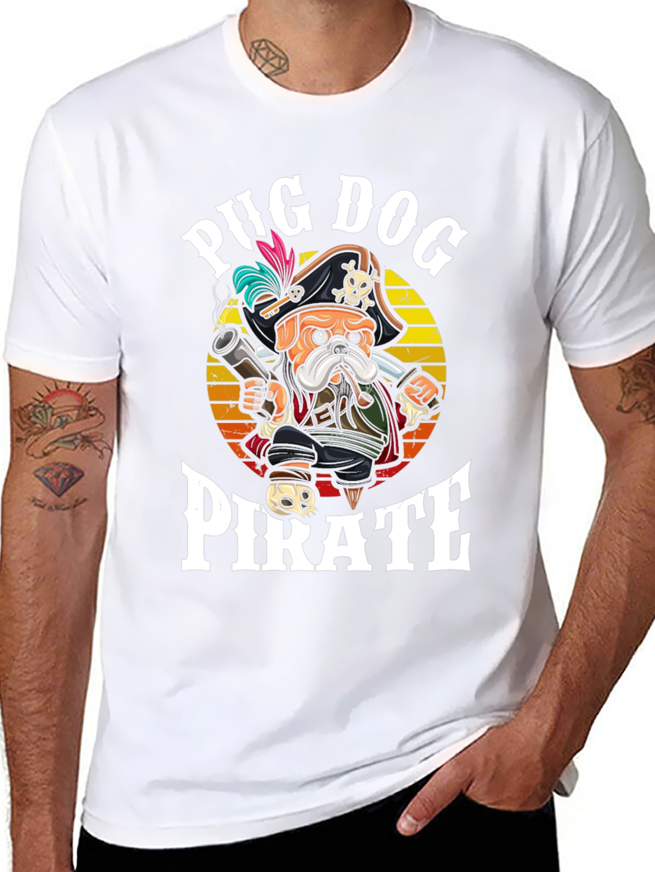 Pug Dog Pirate T-Shirt - Funny Graphic Tee - 8