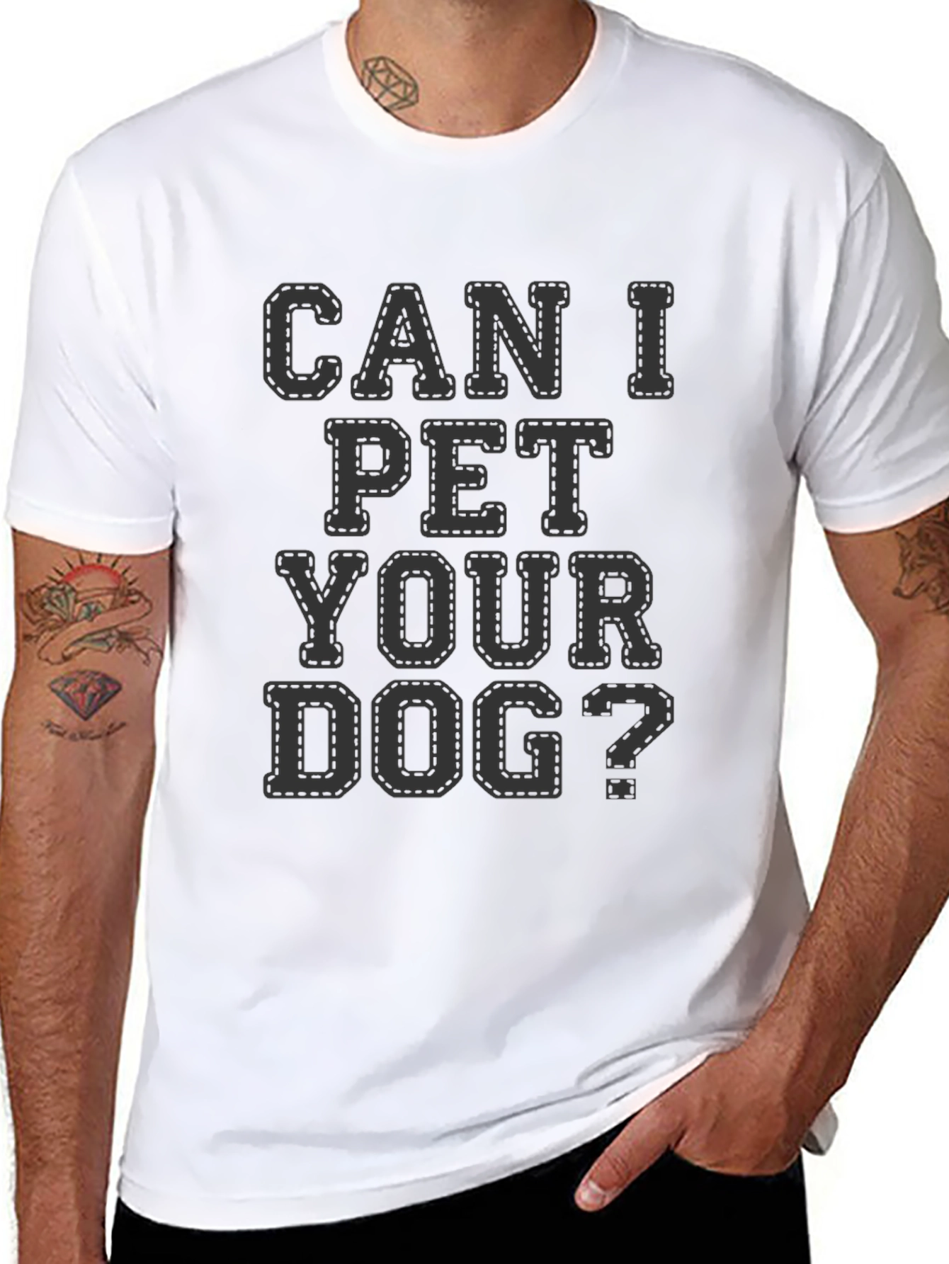 Black Can I Pet Your Dog? Graphic T-Shirt view 8