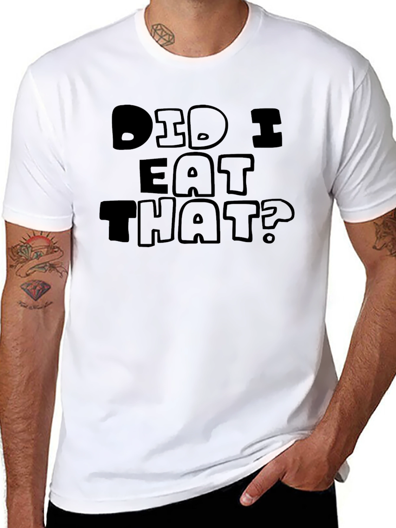 Black Did I Eat That? Graphic Tee - Humorous Black T-Shirt view 8
