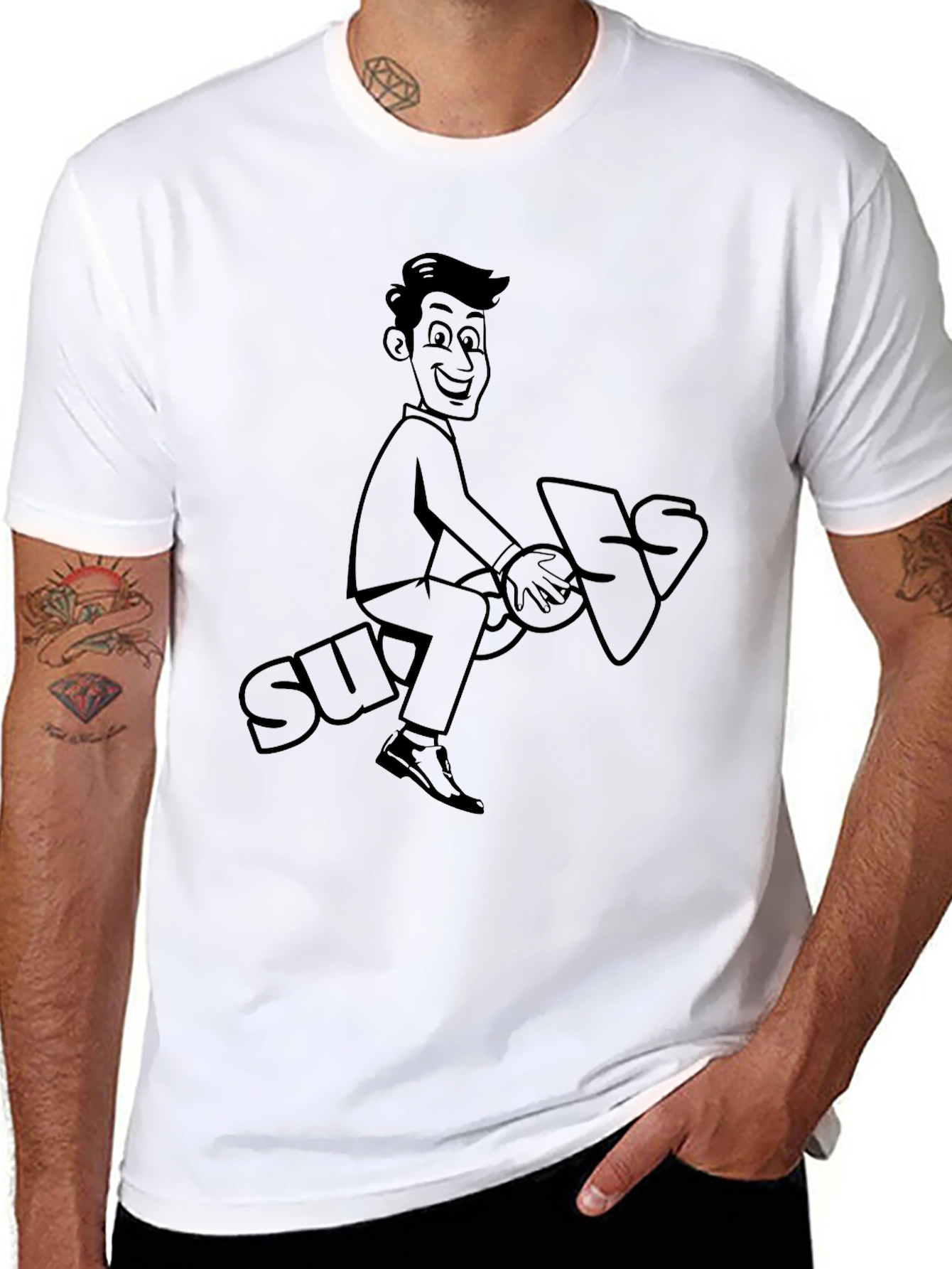 Black Cartoon Graphic Tee - Ride the Suggestion! view 8