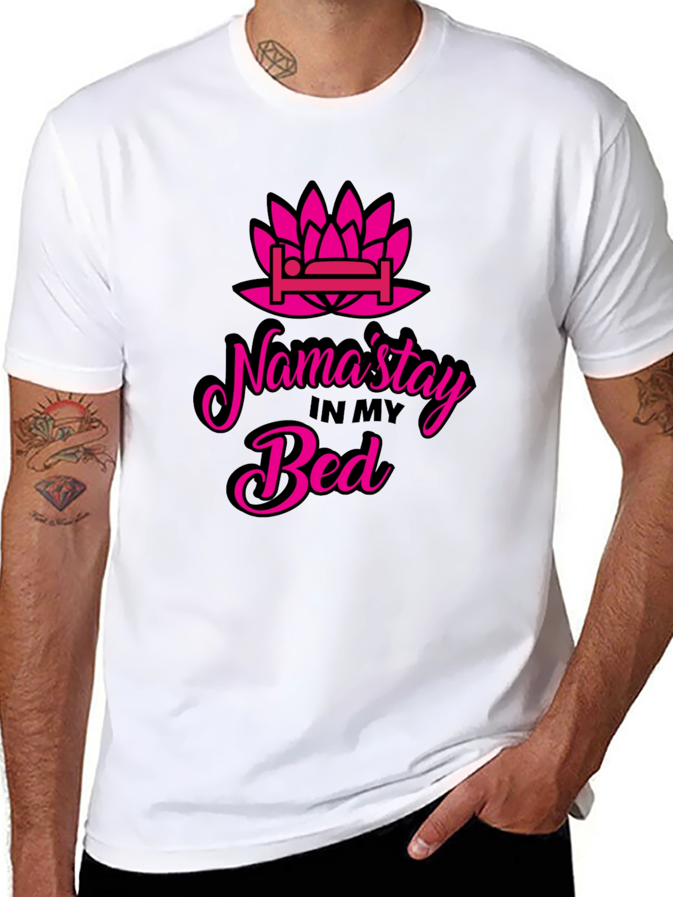 Namast'ay in Bed T-Shirt - Funny Yoga Slogan Tee - 8