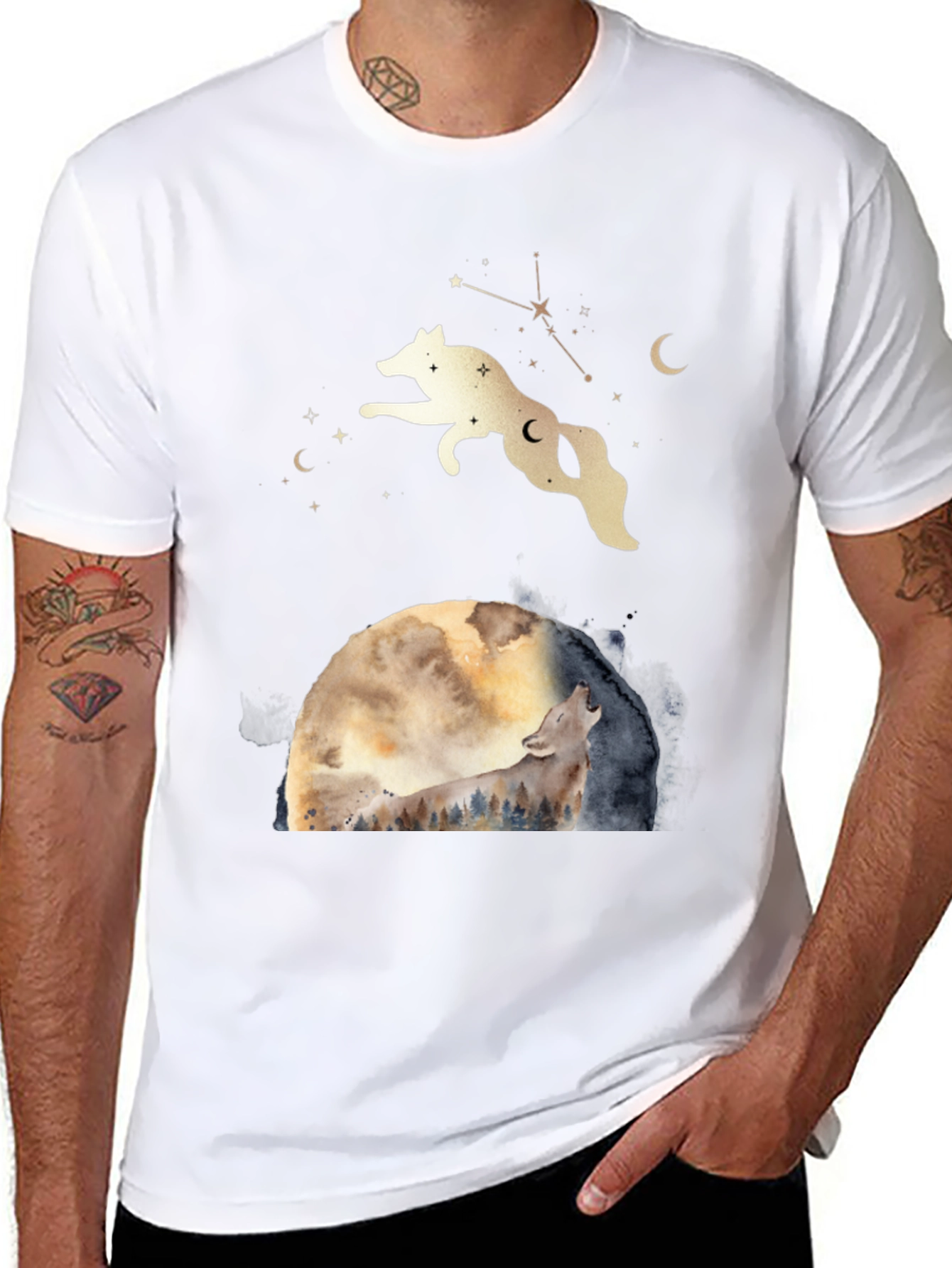 Black Wolf Moon Graphic Tee - Celestial T-Shirt view 8