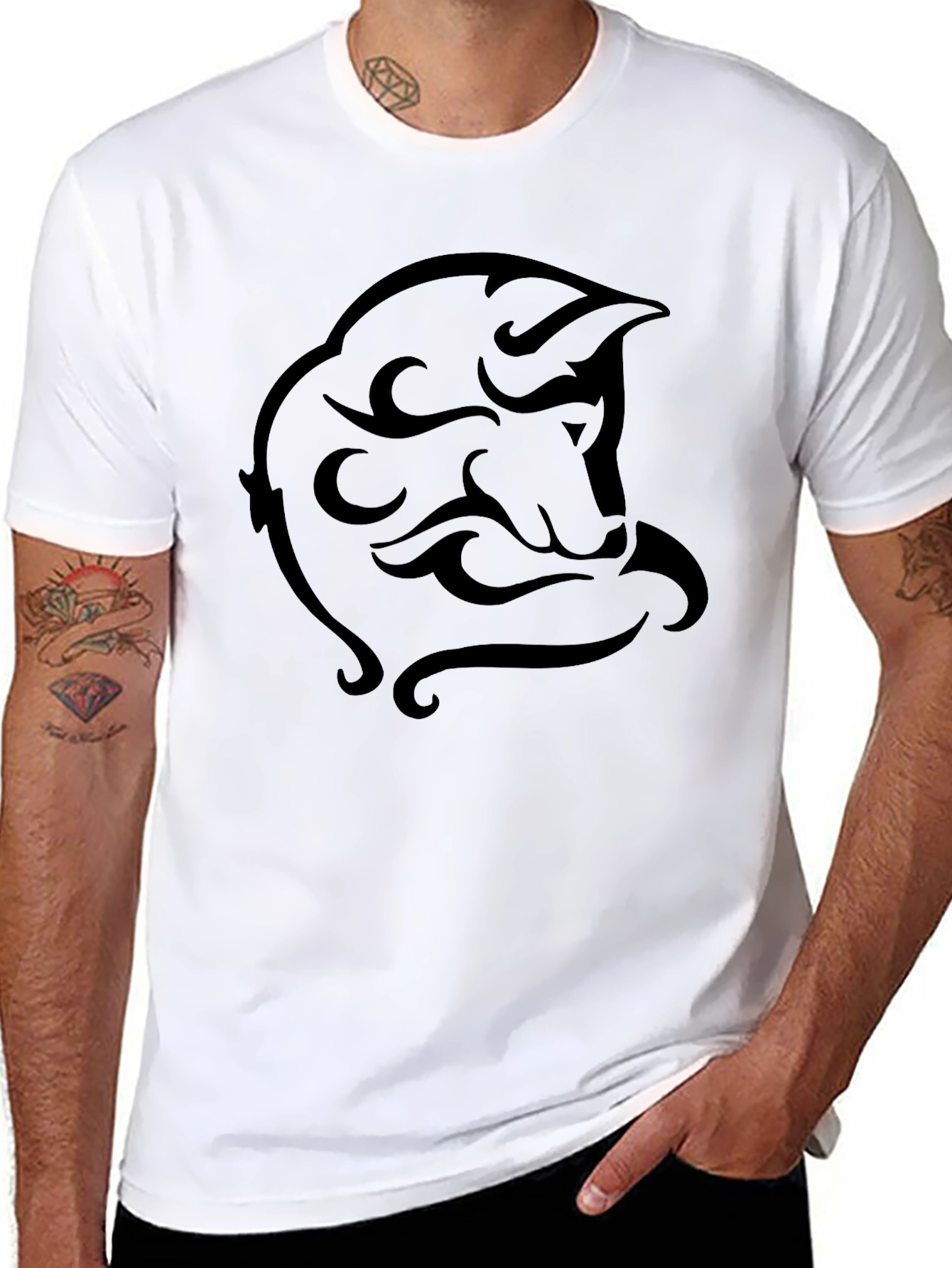Black Tribal Face Graphic Black T-Shirt view 8