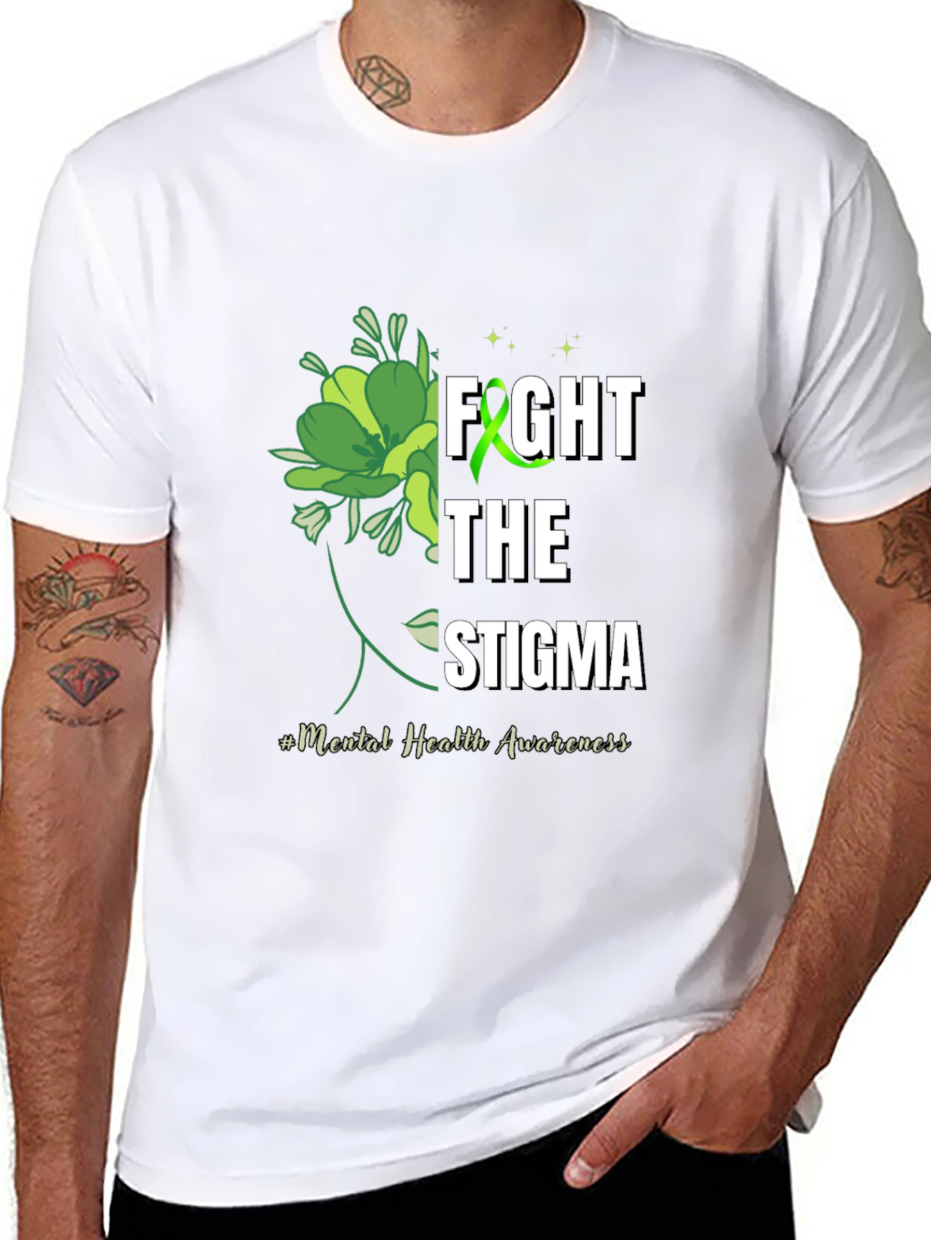 Black Fight The Stigma Mental Health Awareness T-Shirt view 8
