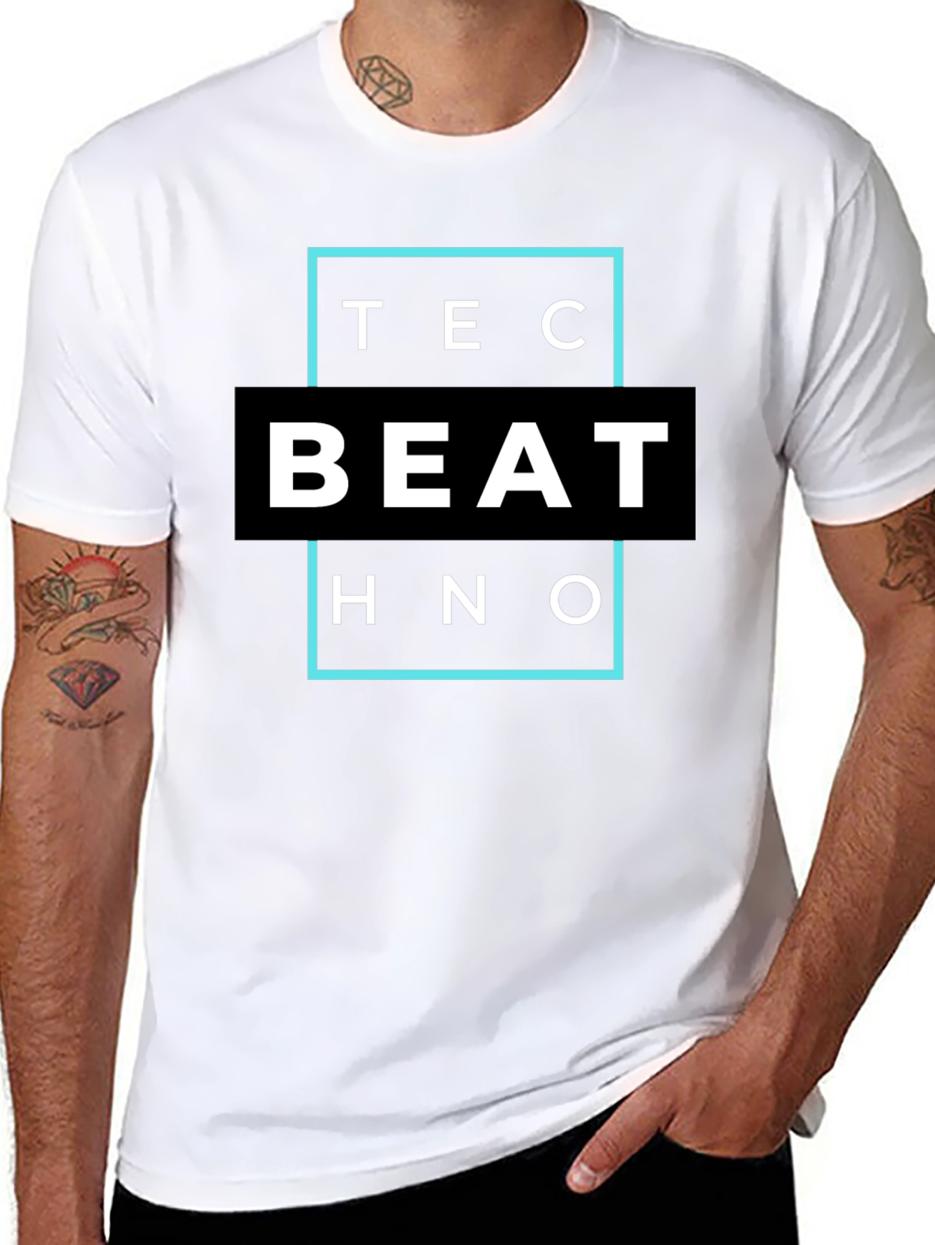 Black Techno Beat T-Shirt - Modern Design view 8