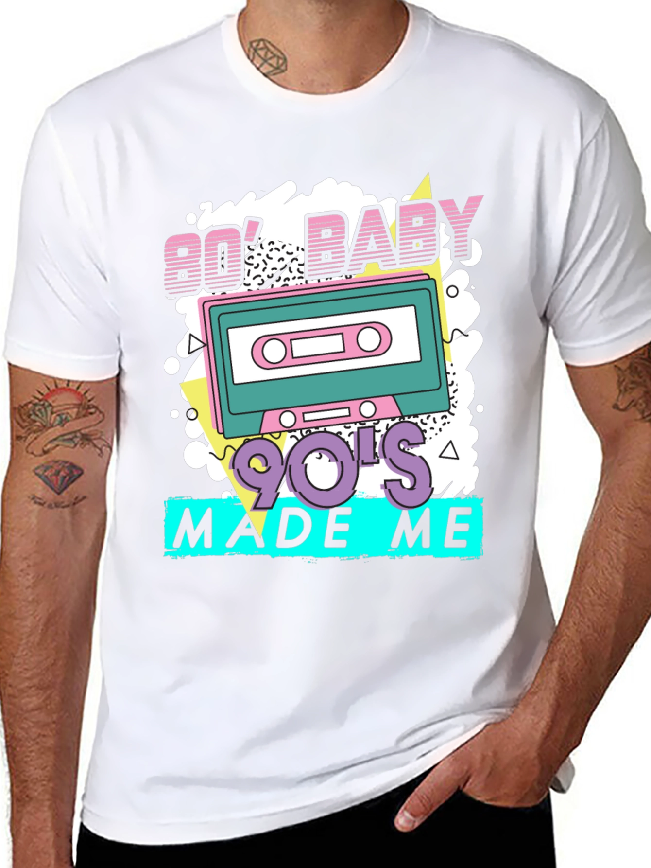 Black Retro '80s Baby '90s Made Me T-Shirt view 8