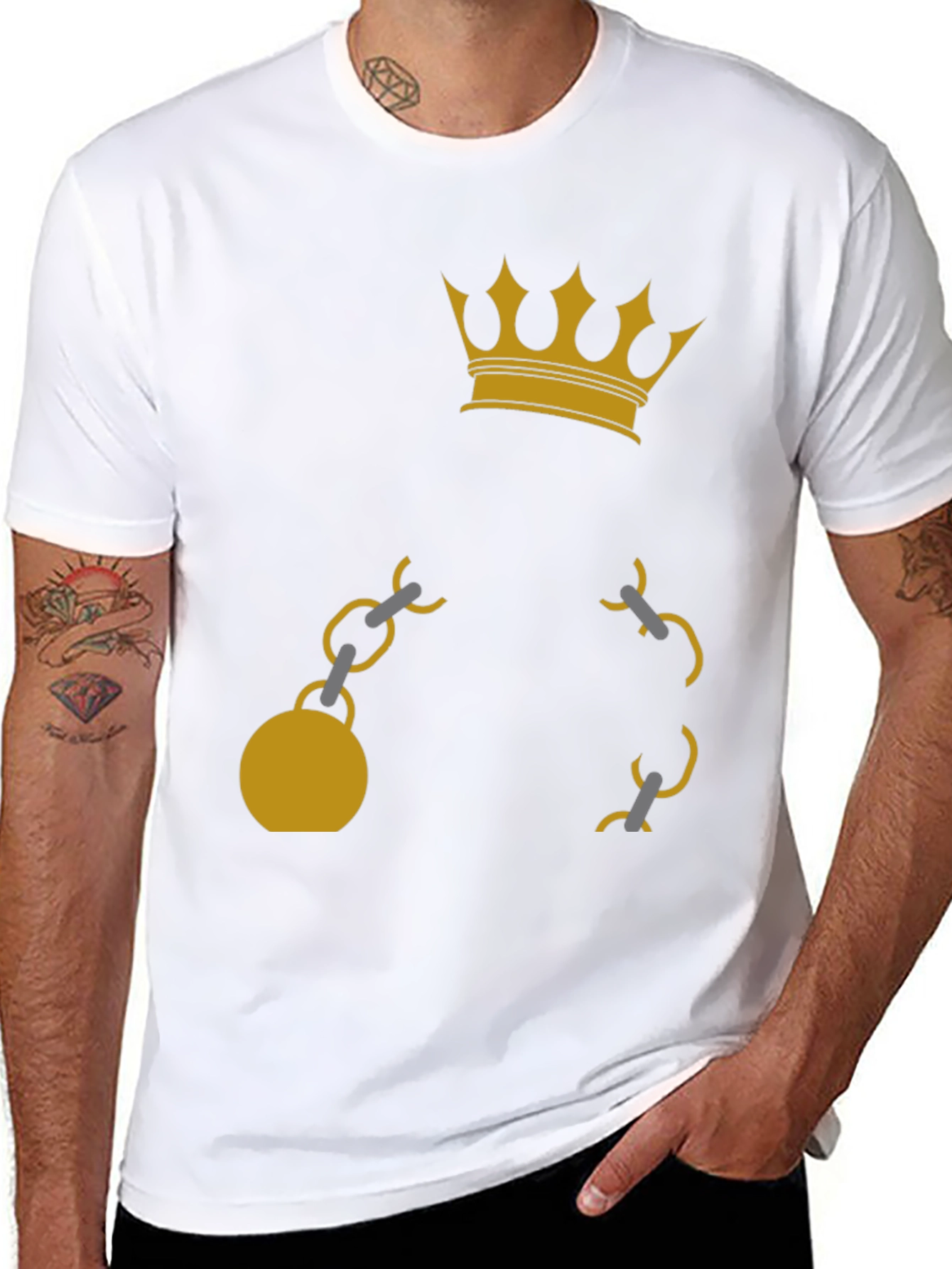 Black Crown & Chain Graphic Tee - Black Cotton Blend view 8