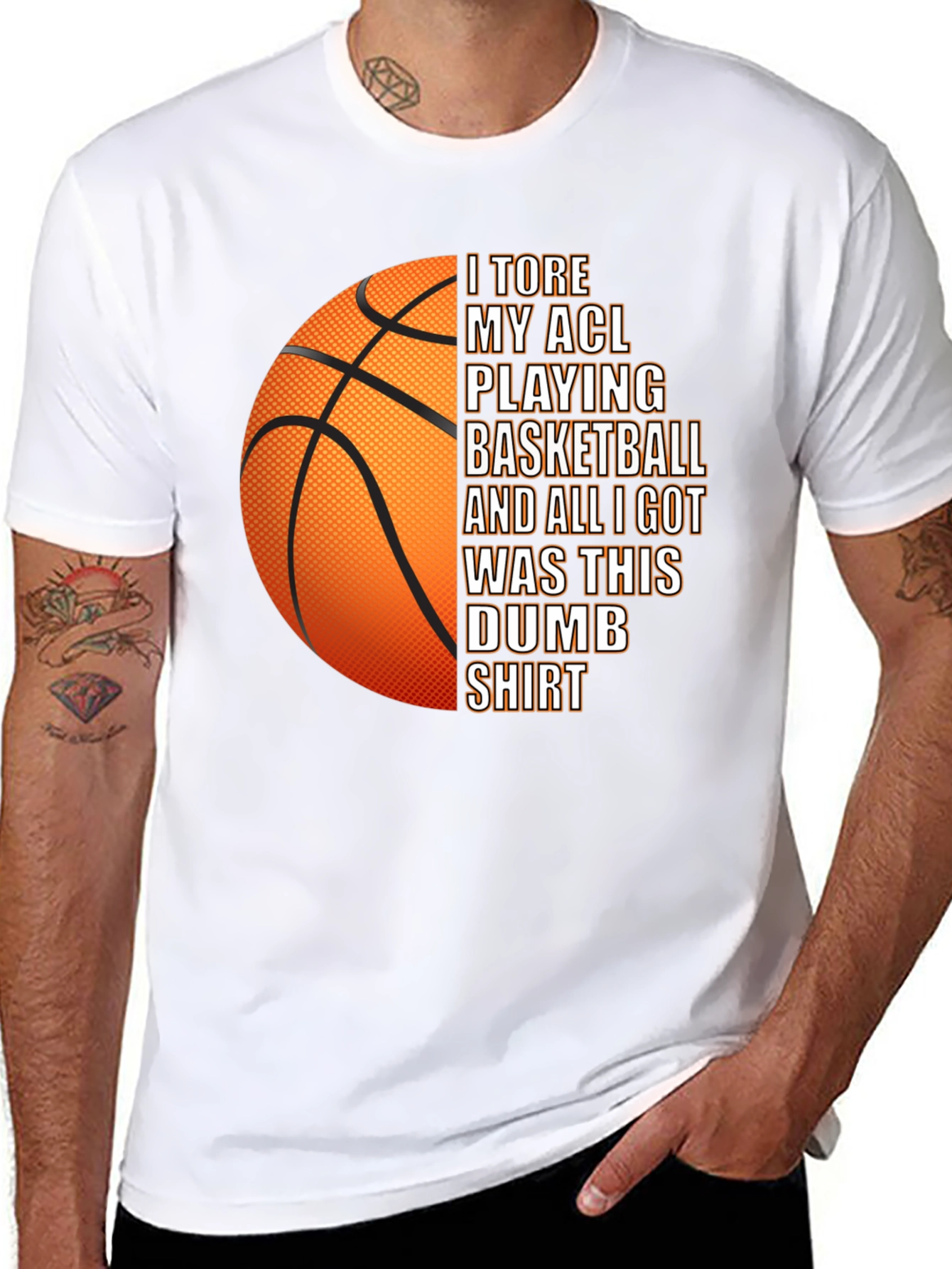 Black I Tore My ACL Basketball T-Shirt - Novelty Graphic Tee view 8