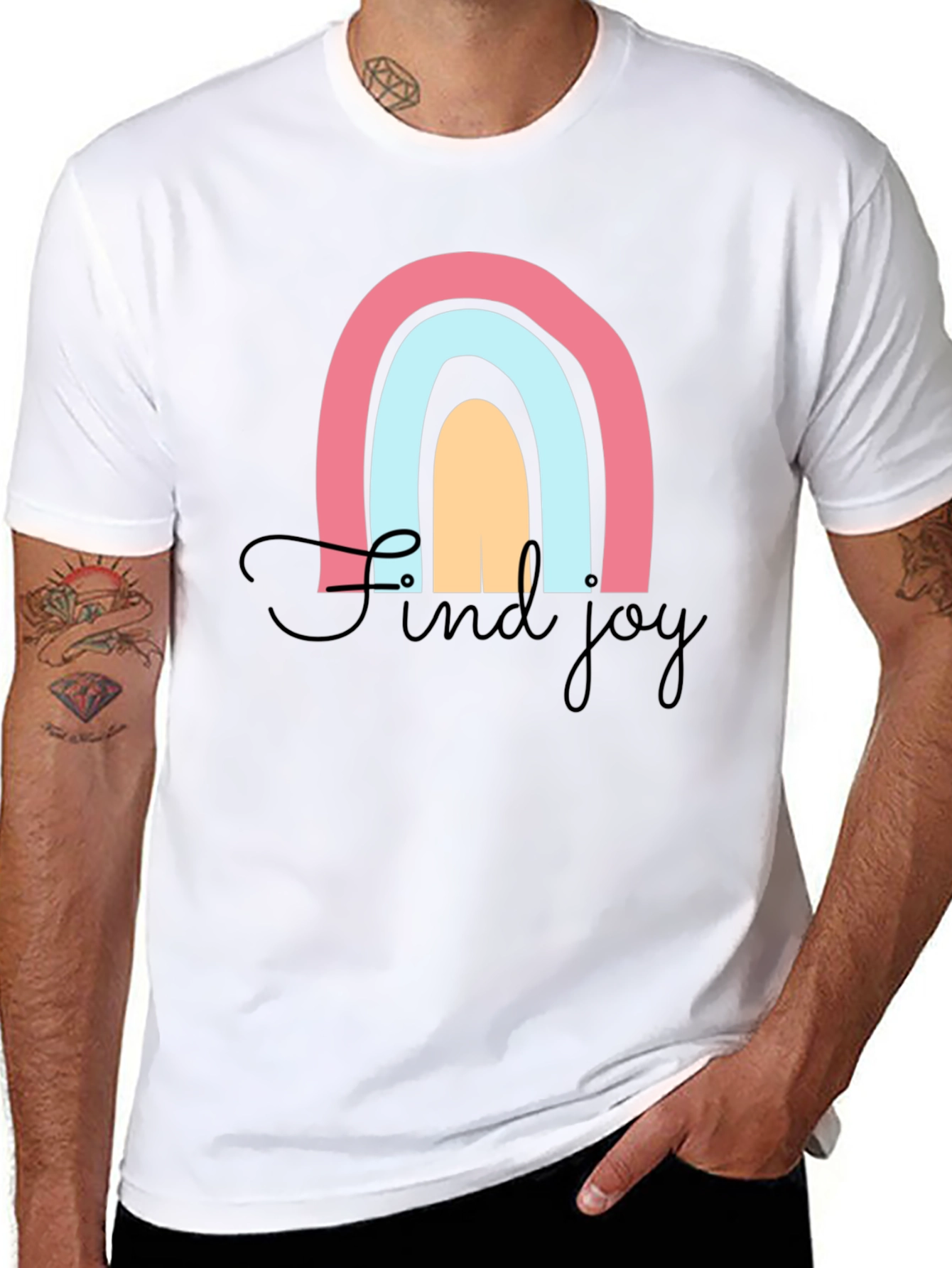 Black Find Joy Rainbow Graphic T-Shirt - Black view 8