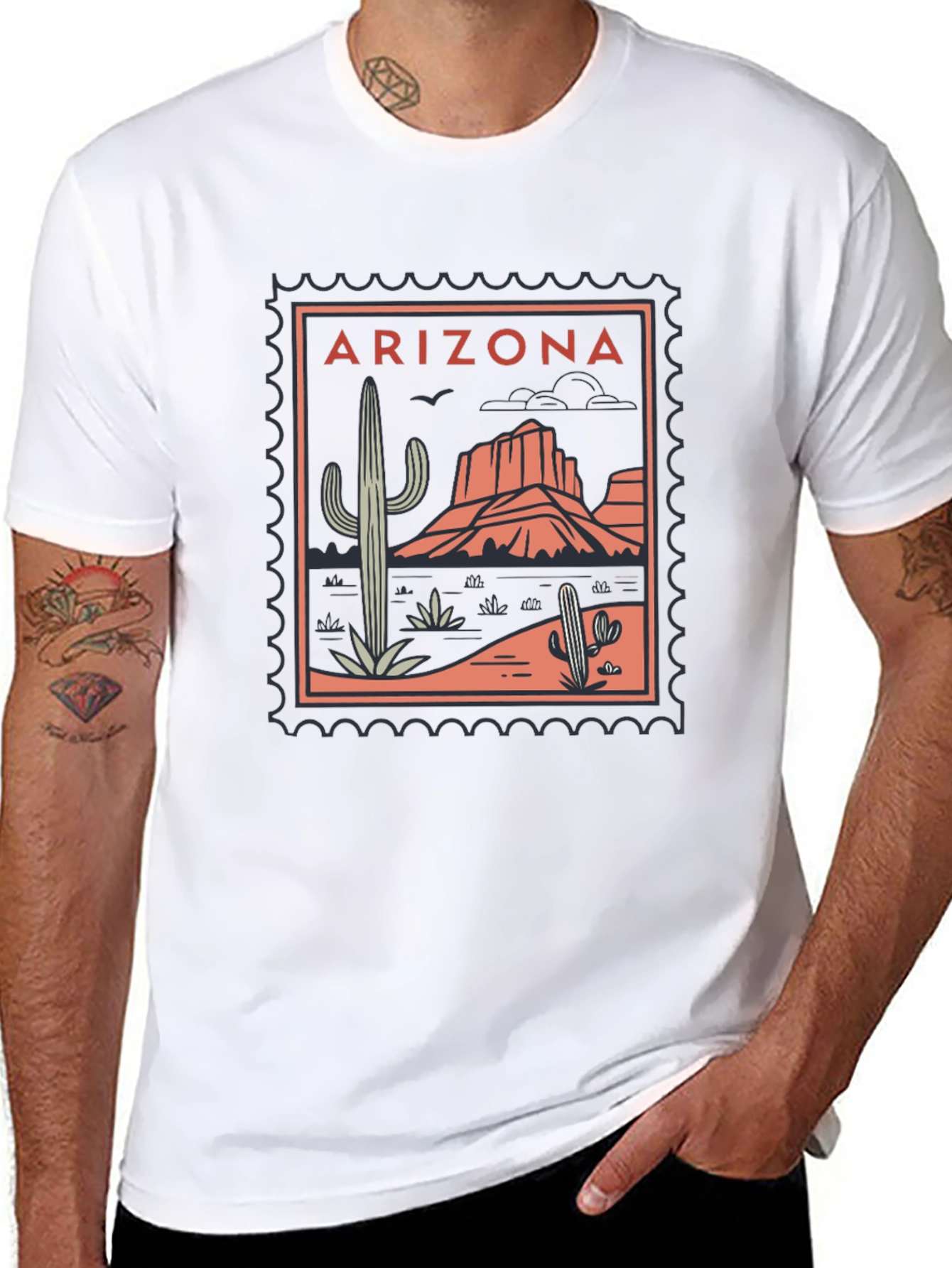 Black Arizona Desert Graphic Tee - Black Cotton T-Shirt view 8