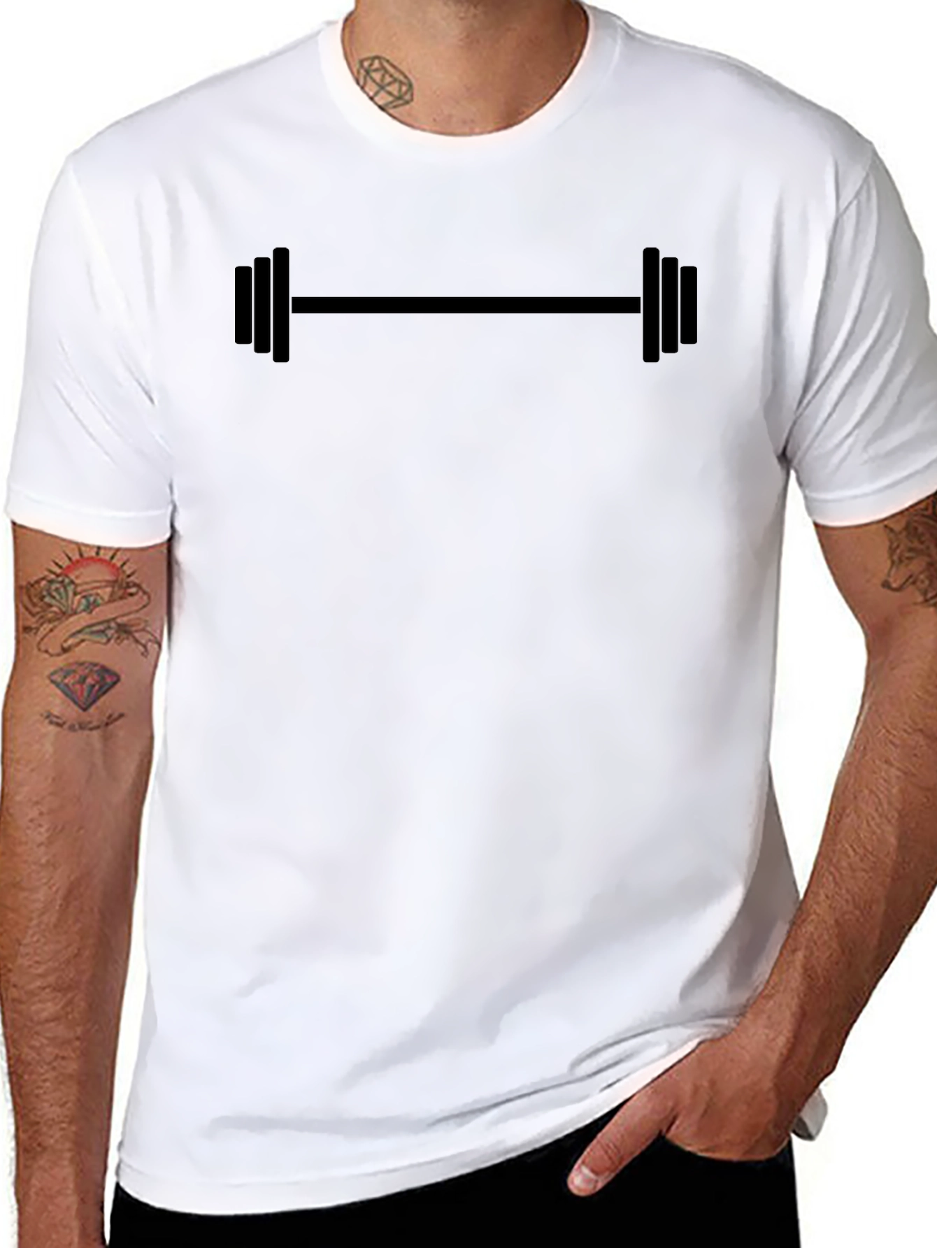 Black Men's Black Barbell Graphic Tee - Gym & Fitness view 8