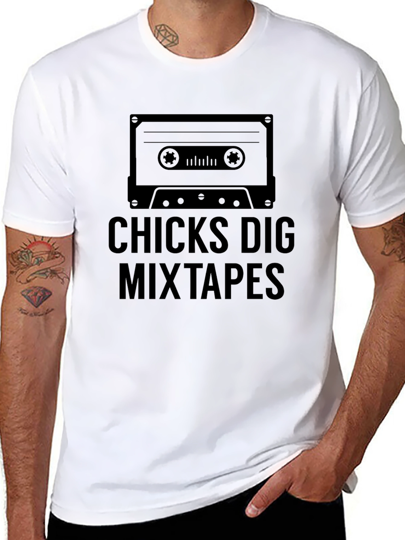 Black Chicks Dig Mixtapes Graphic Tee - Black view 8