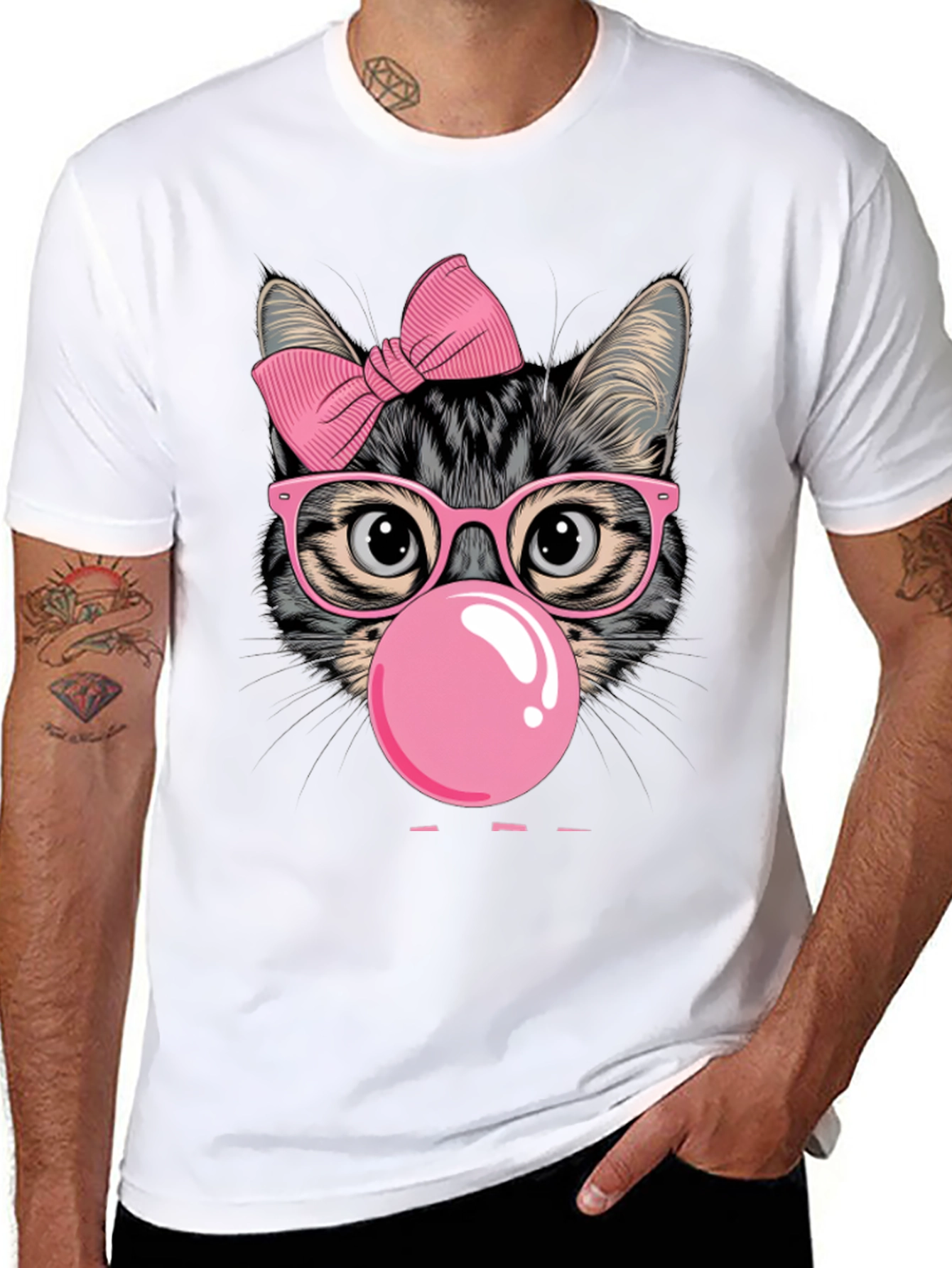 Black Cool Cat Bubble Gum Graphic T-Shirt view 8
