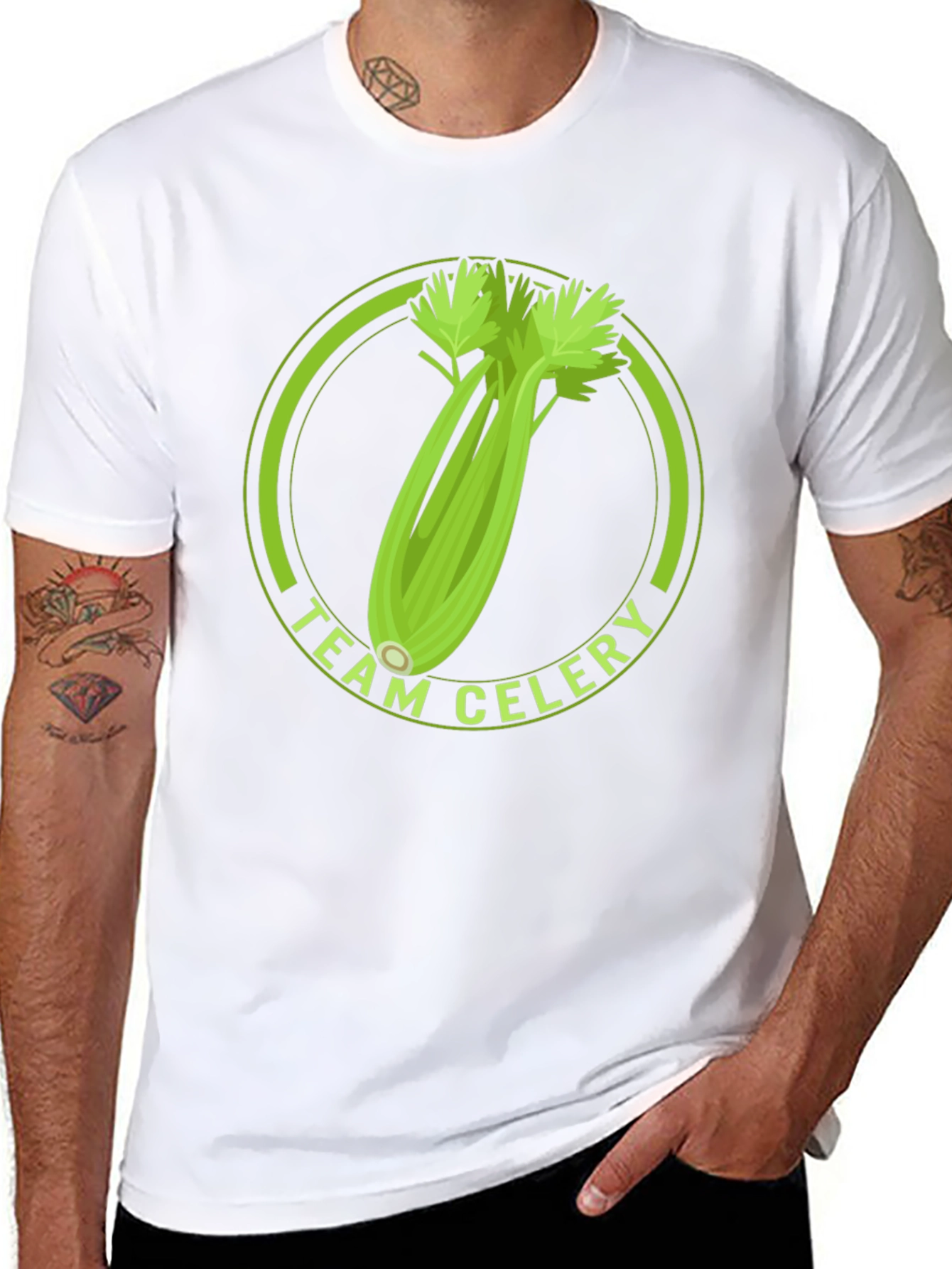 Team Celery Graphic T-Shirt - Black Cotton Tee - 8