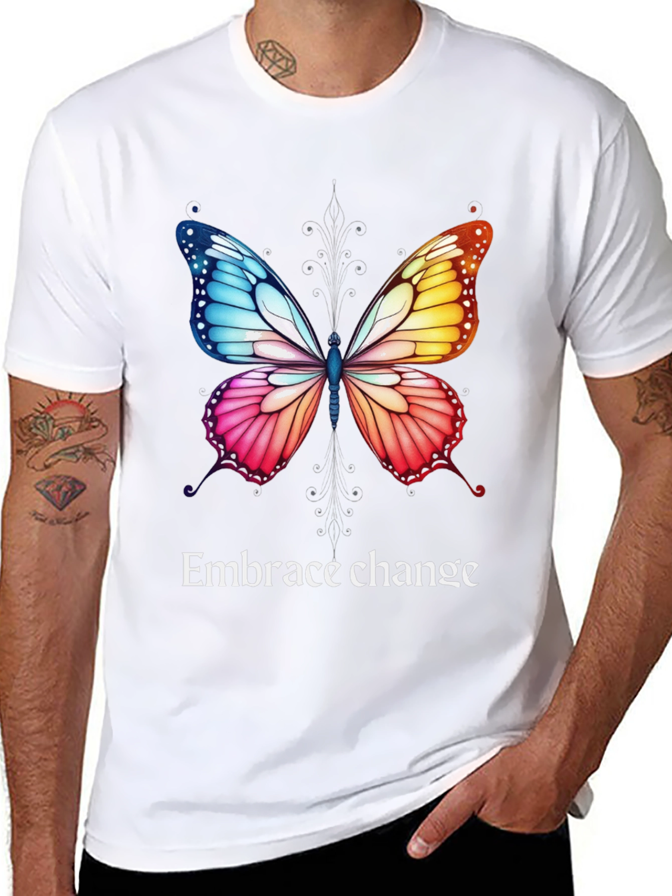 Black Embrace Change Butterfly Graphic Tee view 8