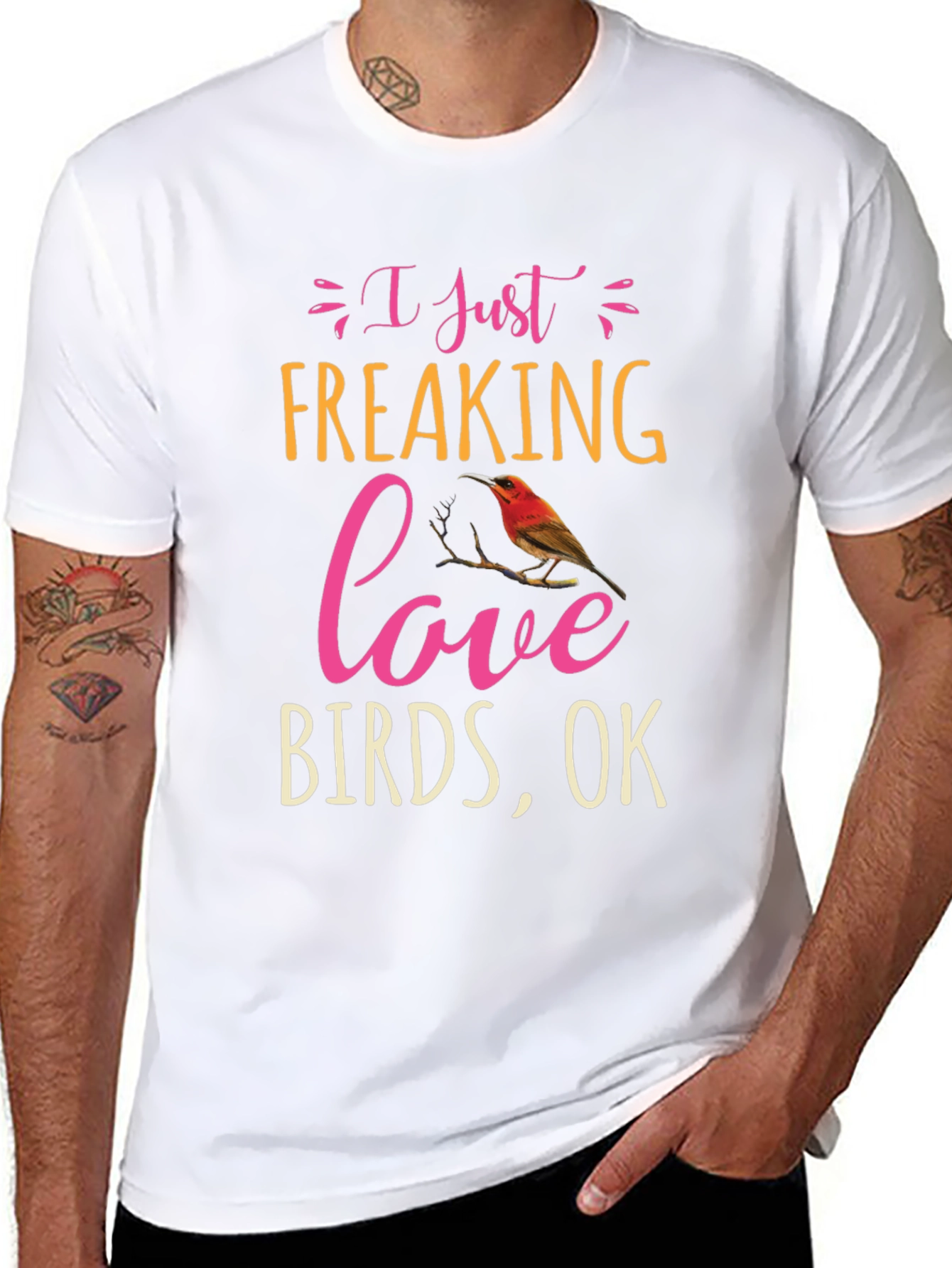 Black I Just Freaking Love Birds T-Shirt view 8