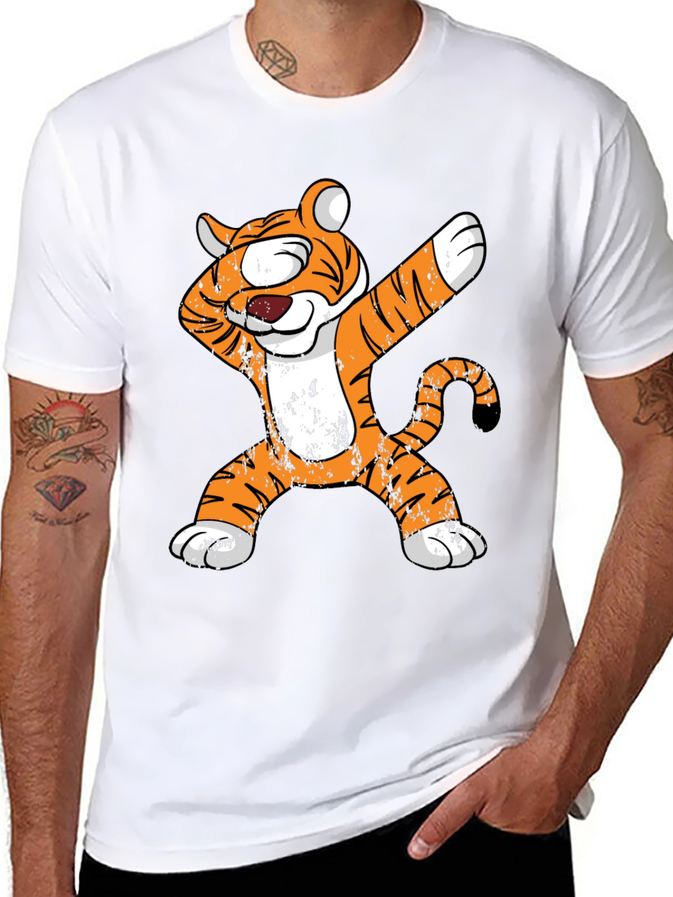 Black Dabbing Tiger Graphic Tee - Cool Animal Lover Shirt view 8