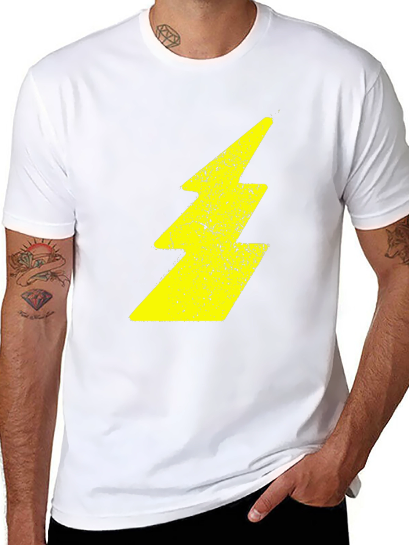 Black Lightning Bolt Graphic Black T-Shirt view 8