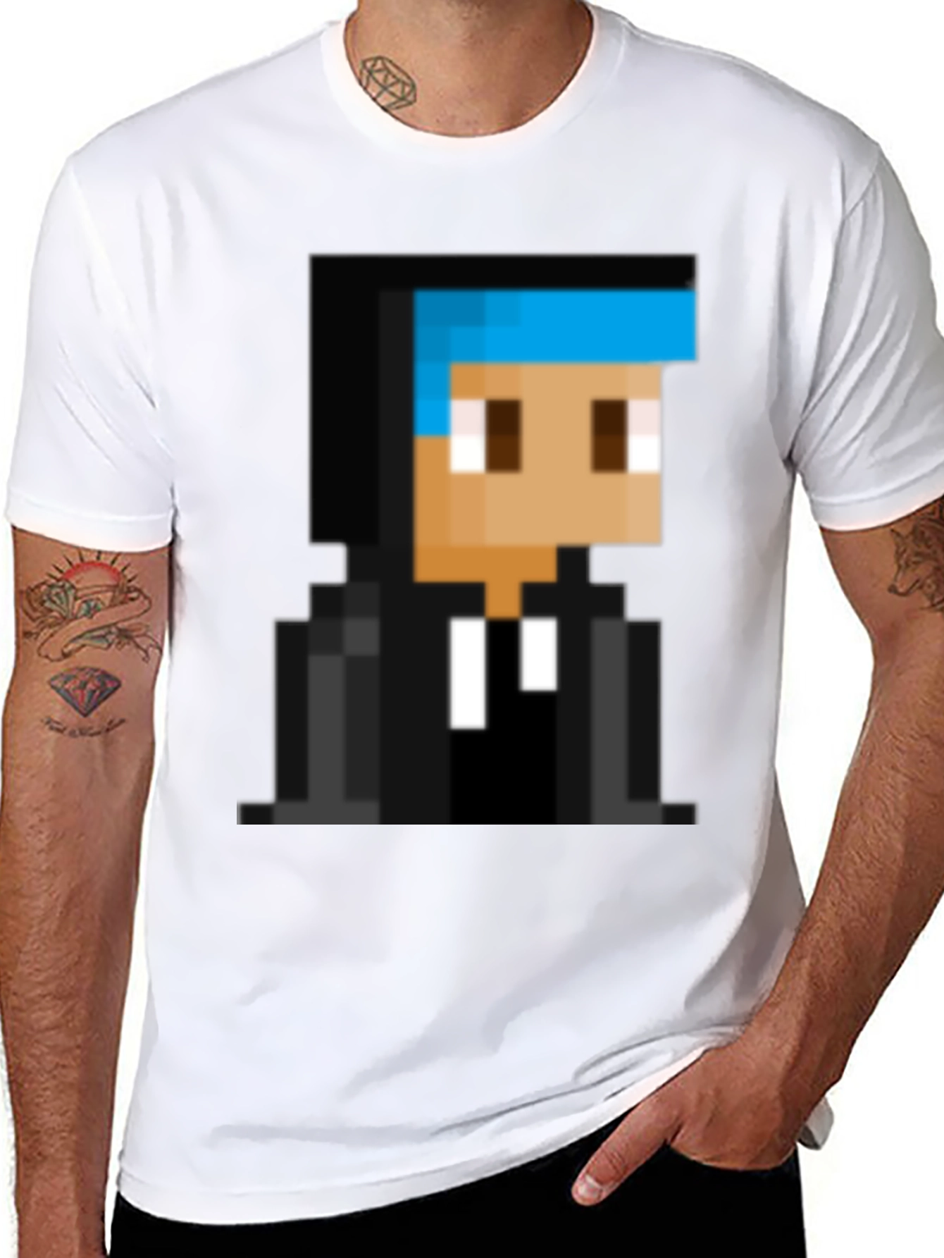 Black Pixelated Gamer T-Shirt - Black Cotton Tee view 8