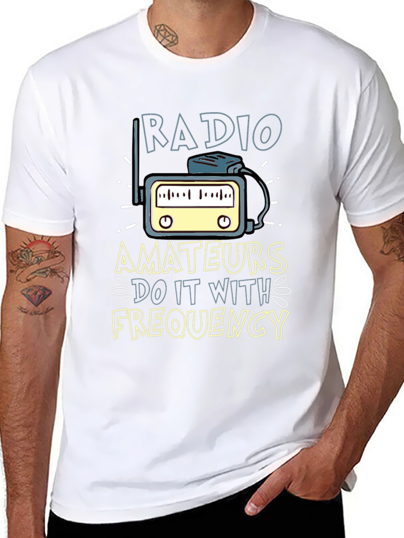 Black Radio Amateurs Frequency T-Shirt view 8