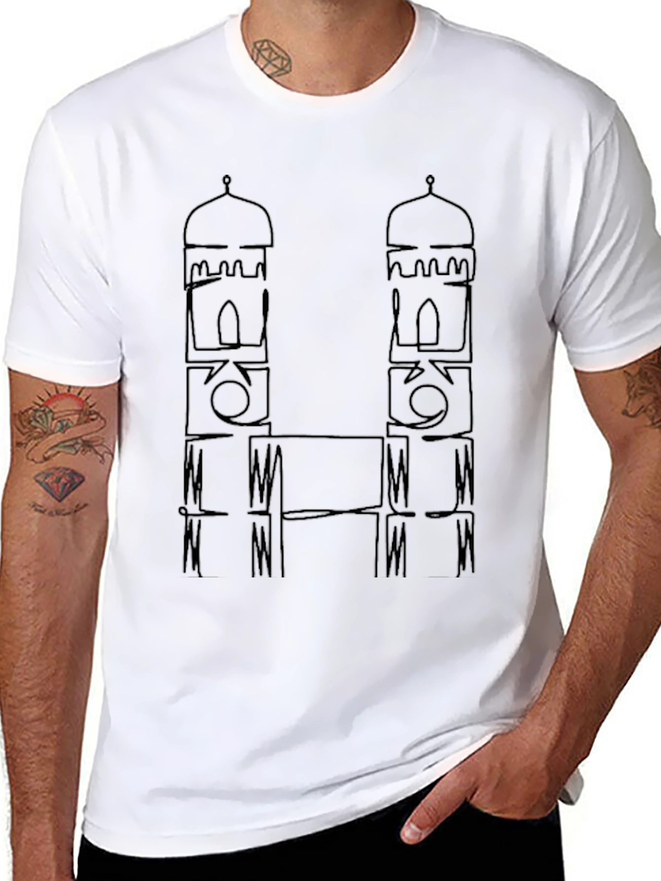 Black Minimalist Mosque Graphic Tee - Black view 8