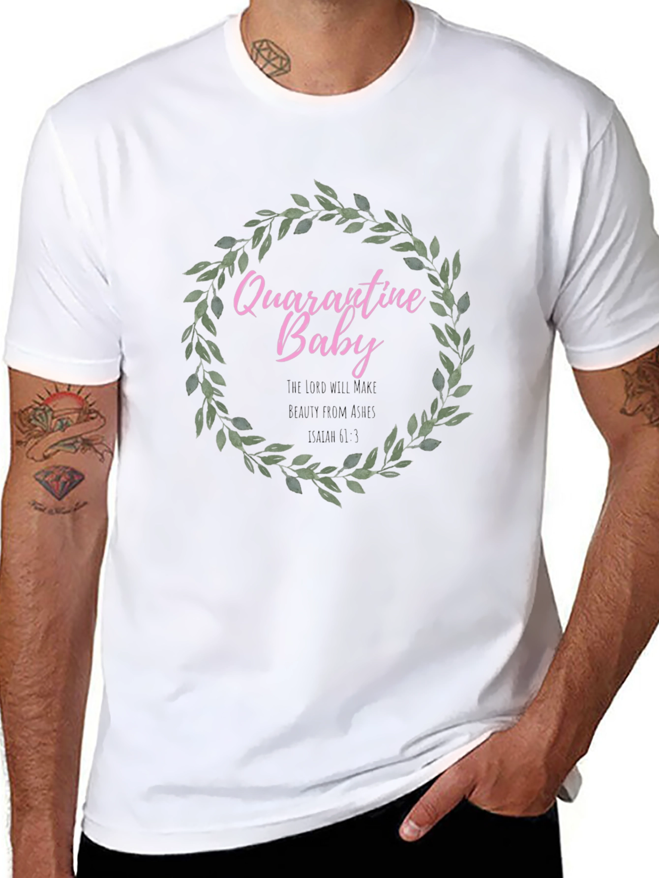 Black Quarantine Baby Wreath T-Shirt view 8
