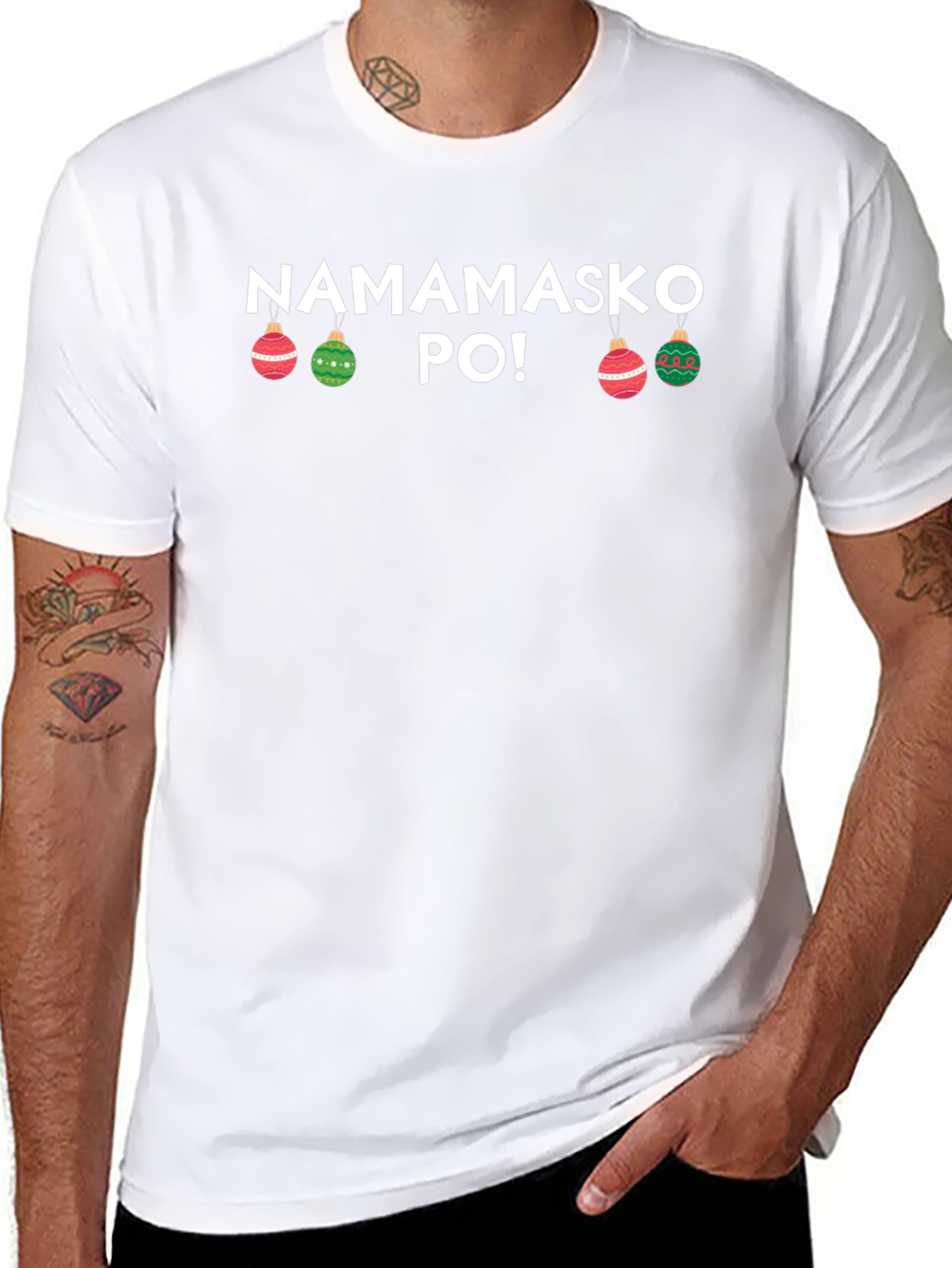Black Namamasko Po! Festive Black T-Shirt view 8