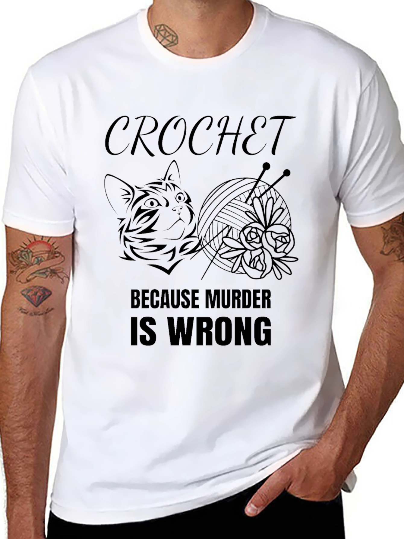 Crochet Because Murder Is Wrong T-Shirt - 8