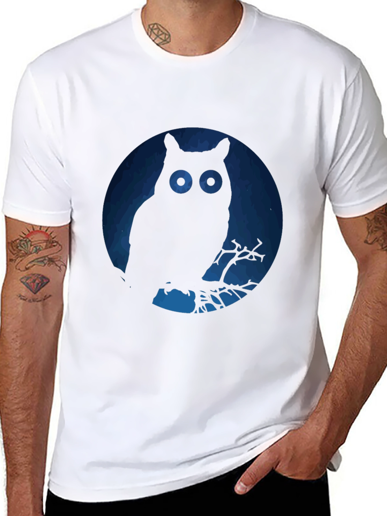 Black Owl Silhouette Graphic T-Shirt view 8