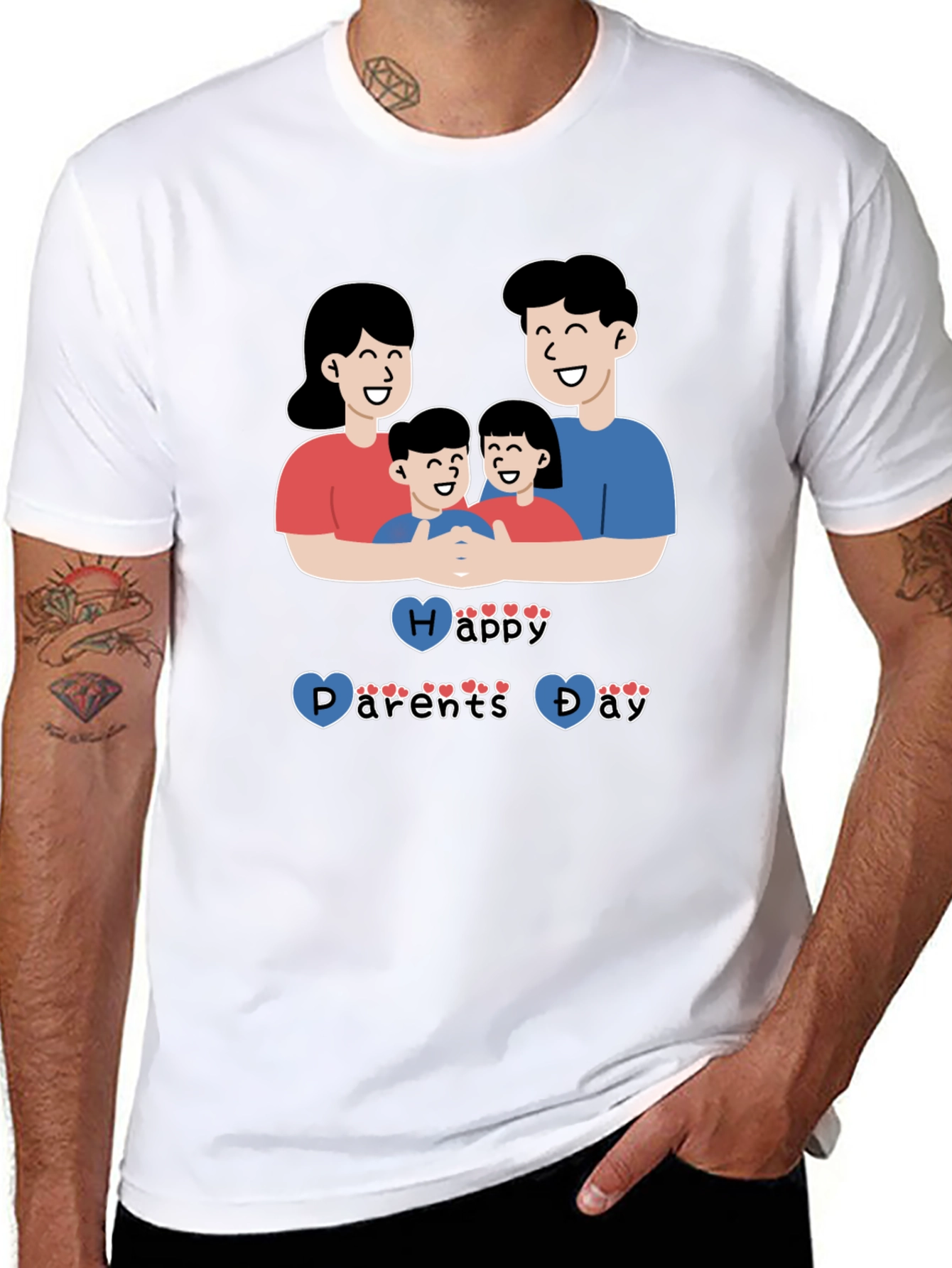 Black Happy Parents Day Graphic T-Shirt, Black view 8