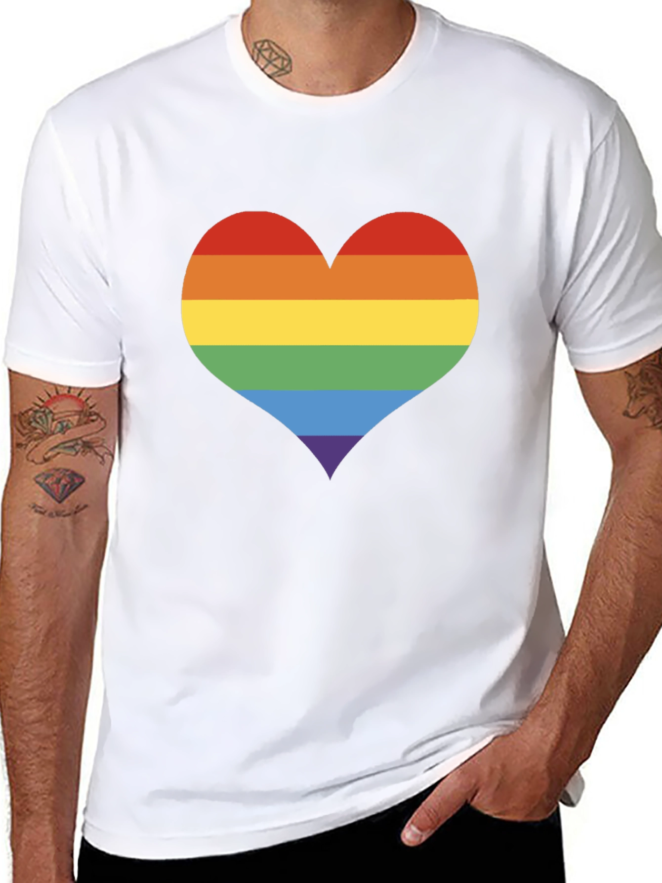Black Pride Heart Graphic Tee - Black Cotton T-Shirt view 8