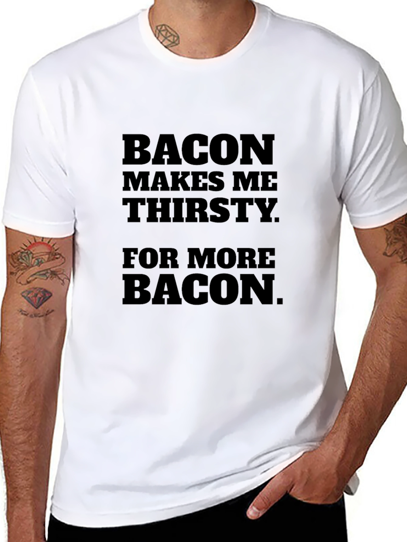 Black Bacon Lover's Tee - Funny Thirsty For More Bacon T-Shirt view 8