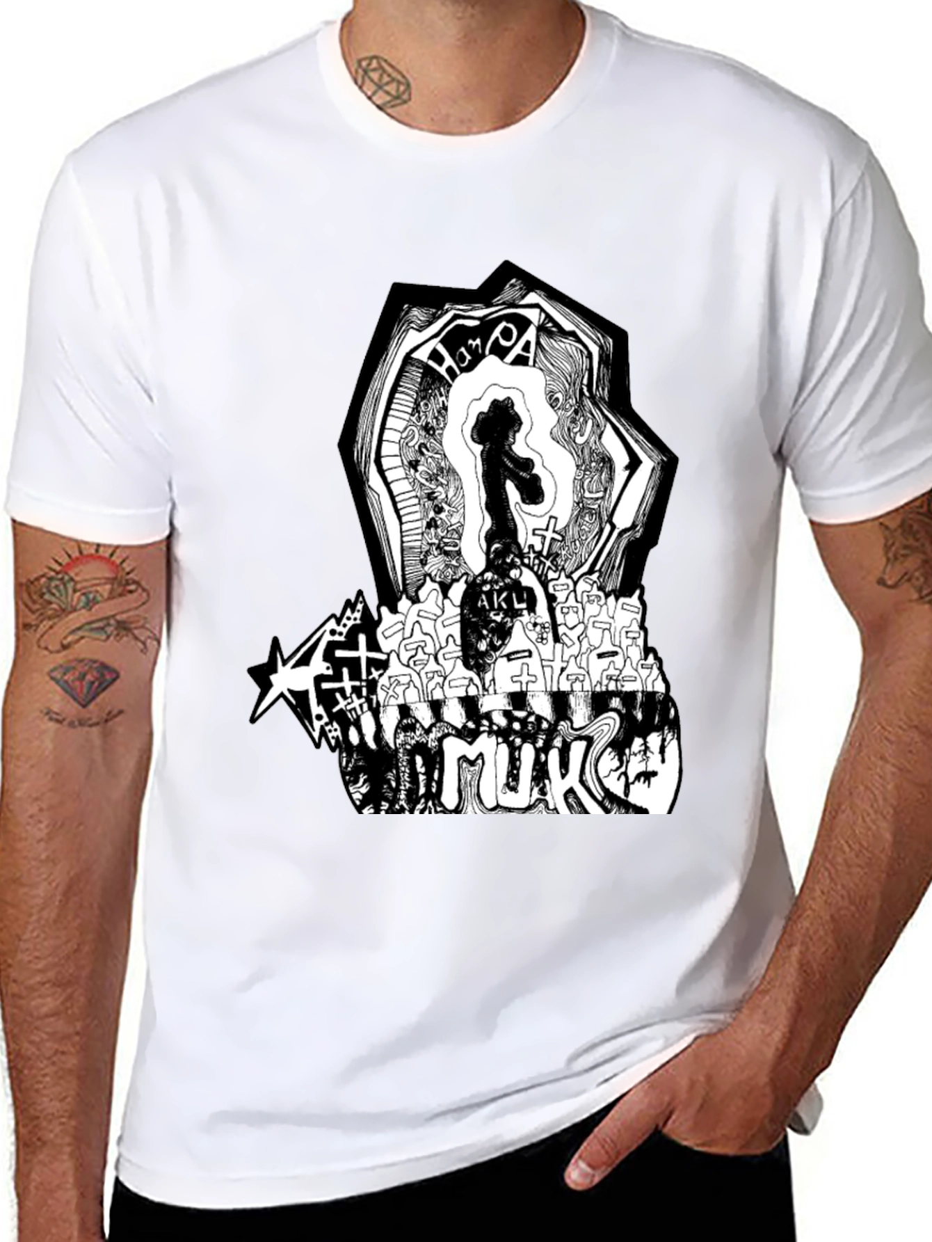 Black Graphic Print Black T-Shirt view 8