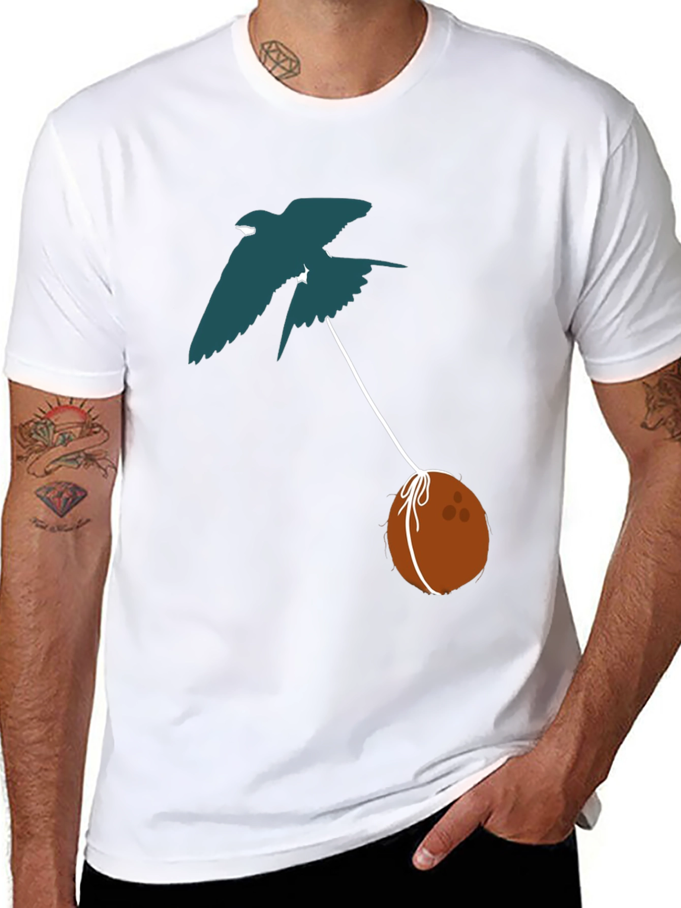 Black Swallow Carrying Coconut T-Shirt - Black view 8