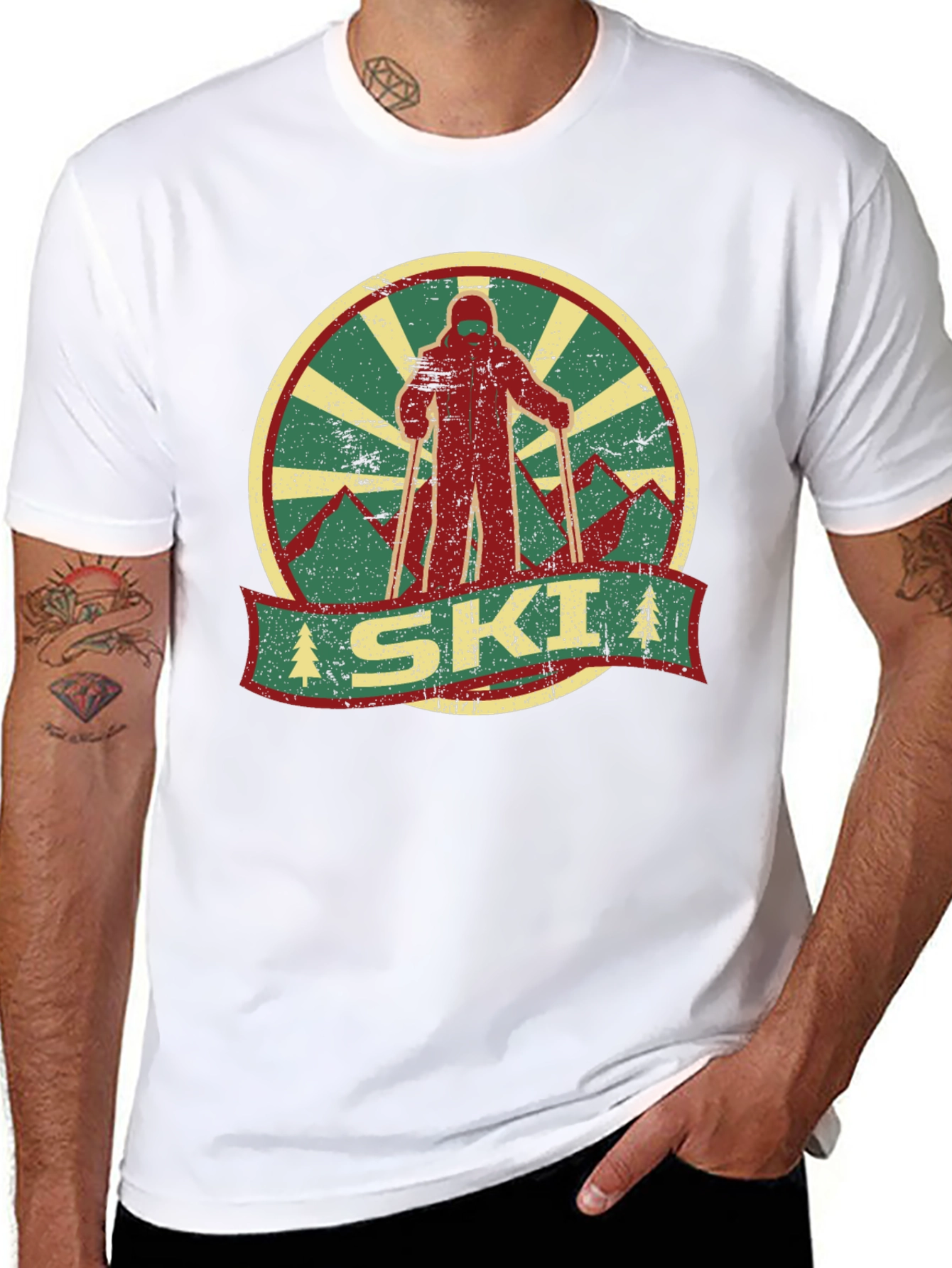 Black Vintage Ski Graphic Tee - Retro Winter Sports T-Shirt view 8