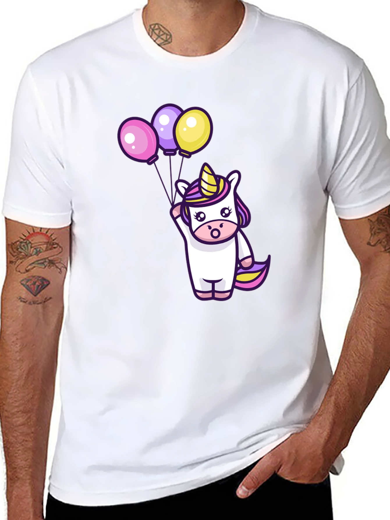Black Unicorn Balloons Graphic Tee view 8