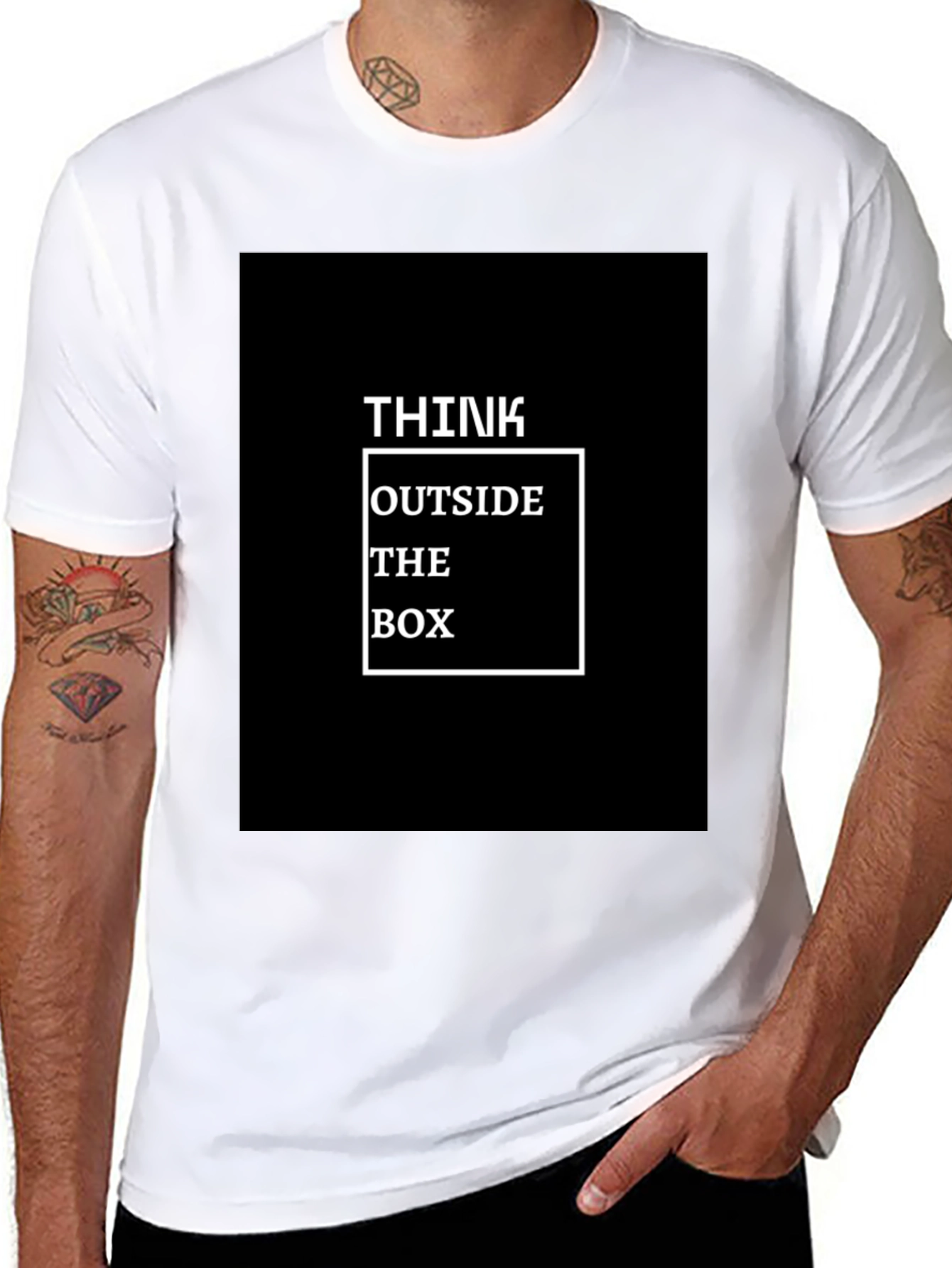 Black Think Outside The Box Graphic T-Shirt view 8