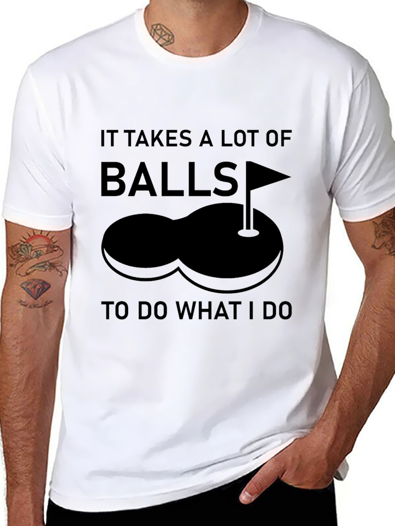 Black Funny Golf Balls T-Shirt - It Takes a Lot of Balls! view 8