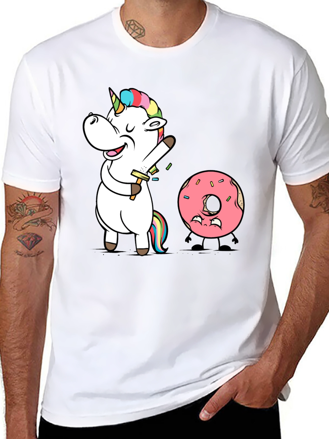 Black Unicorn Shaving Funny Graphic T-Shirt view 8