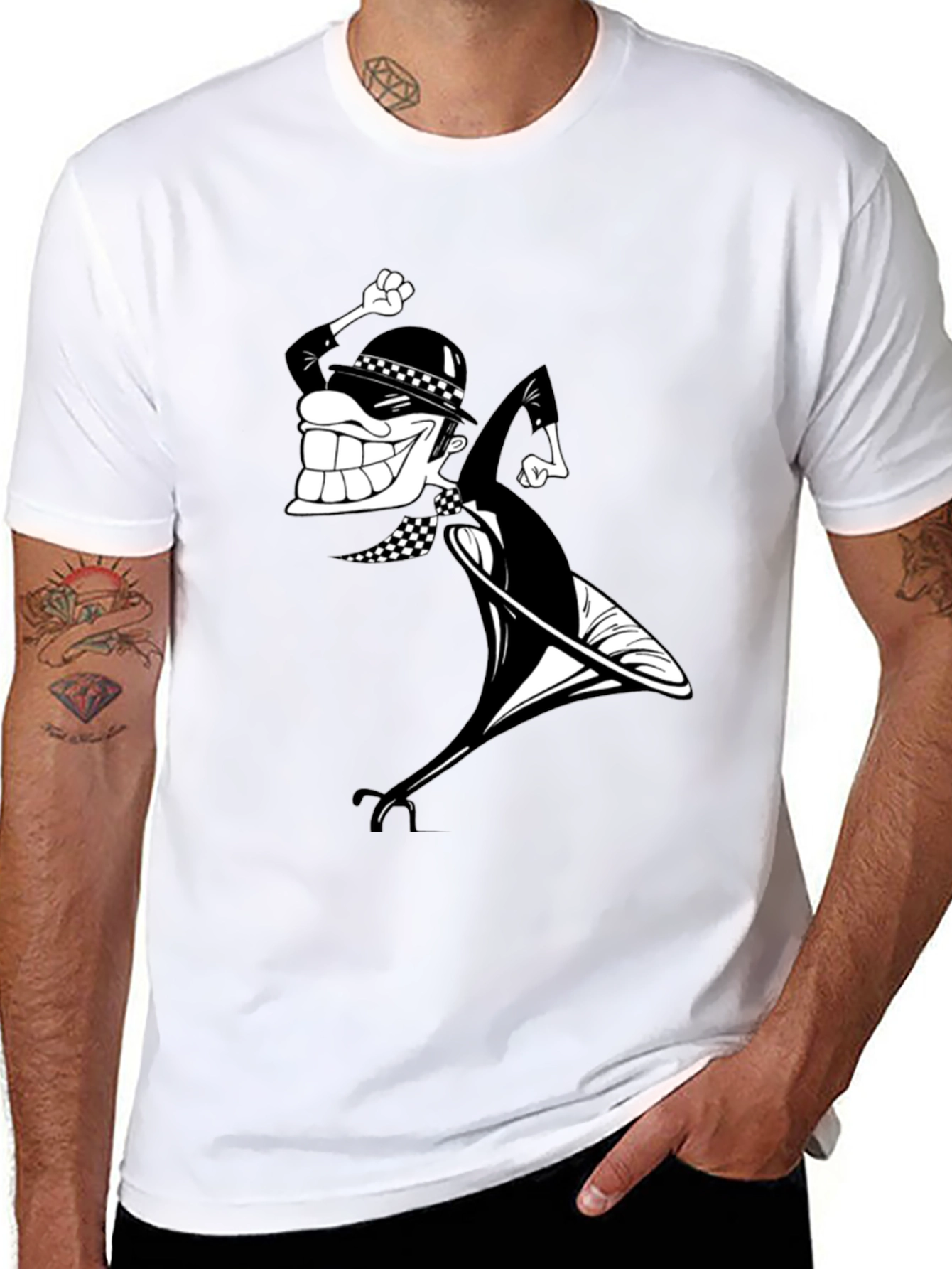 Black 2 Tone Ska Rude Boy T-Shirt Black view 8