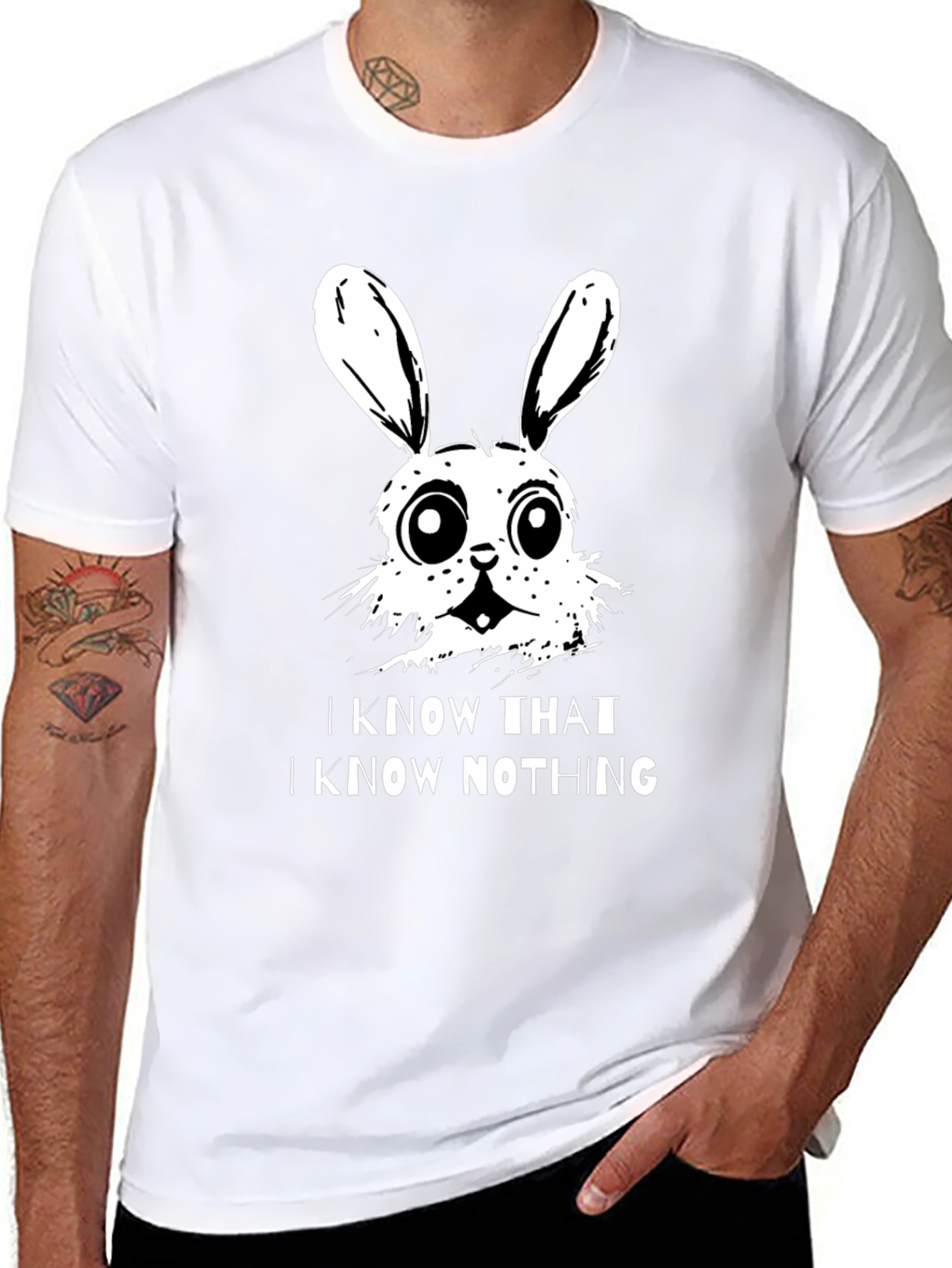 Black I Know That I Know Nothing Bunny T-Shirt view 8