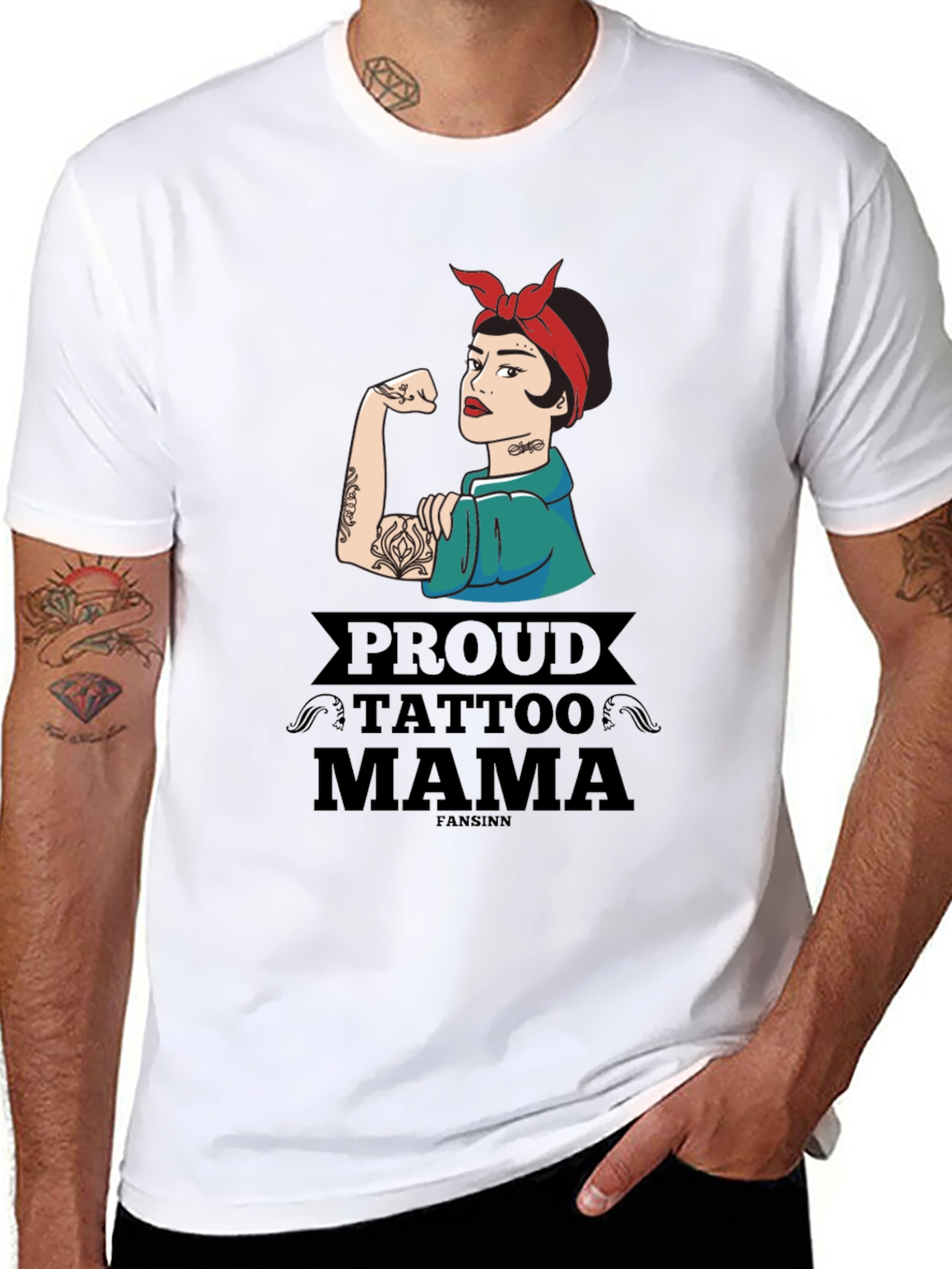 Black Proud Tattoo Mama Graphic T-Shirt view 8