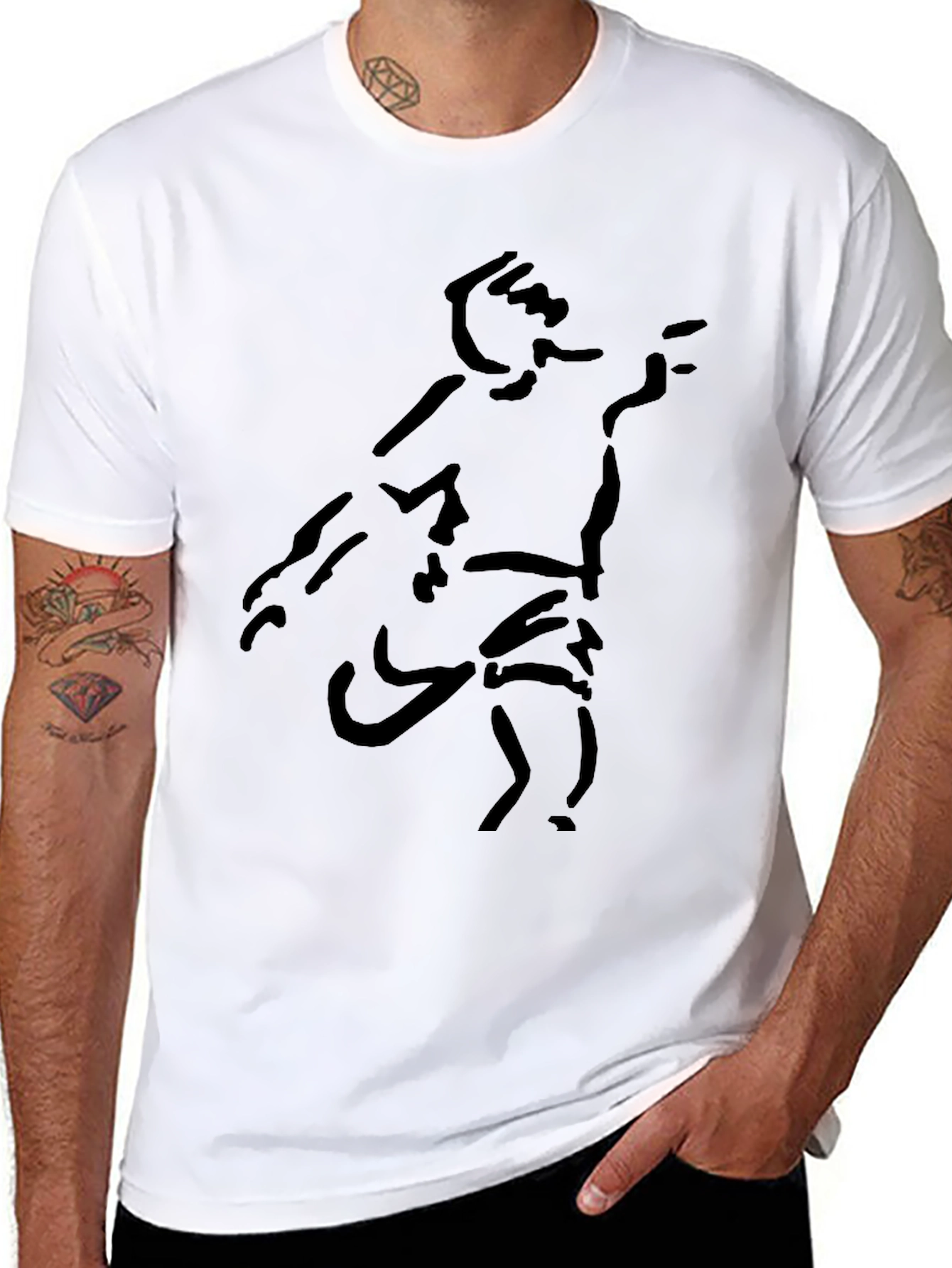 Black Abstract Figure Black Tee view 8