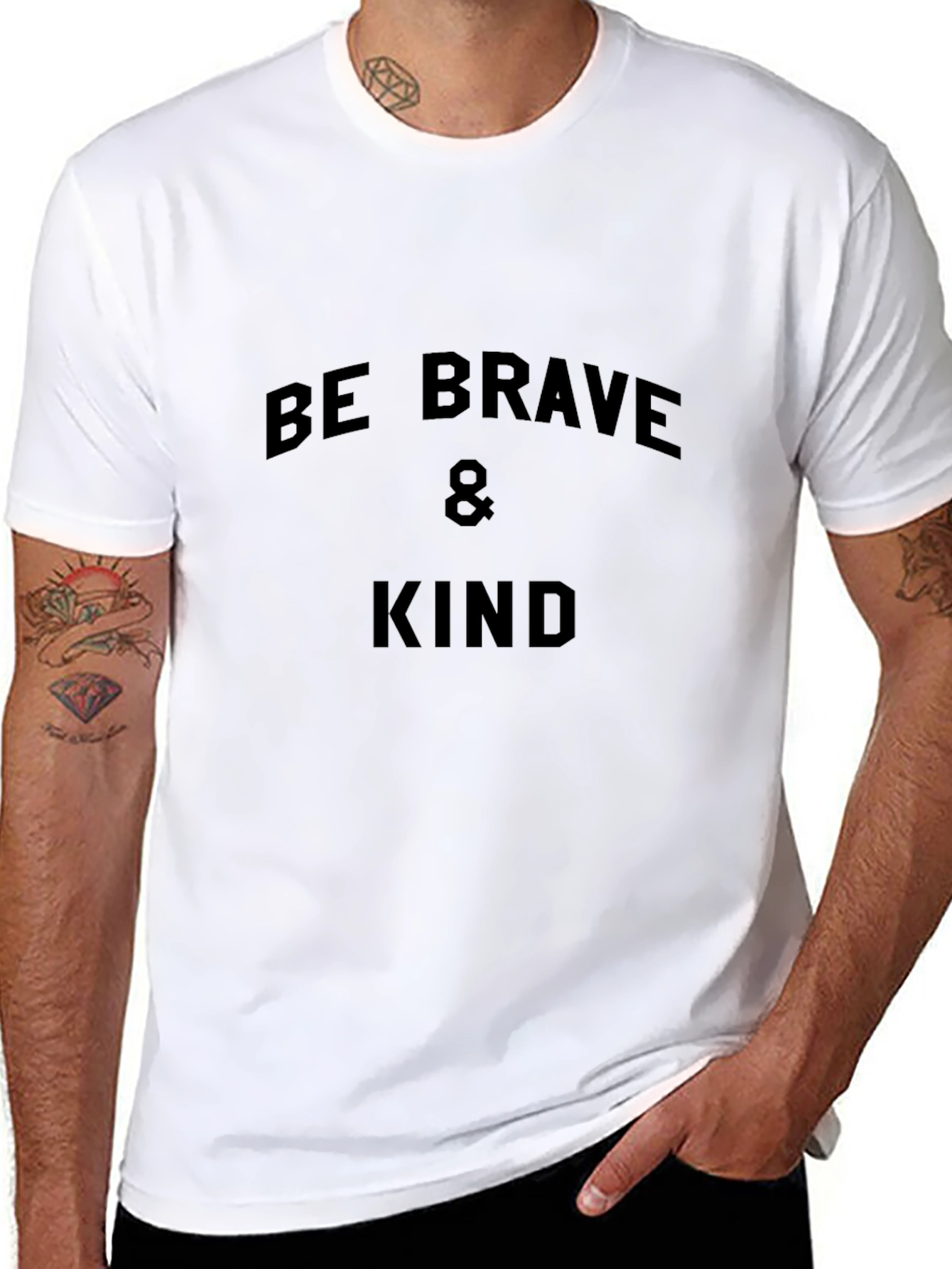 Black Be Brave & Kind Black Graphic Tee view 8