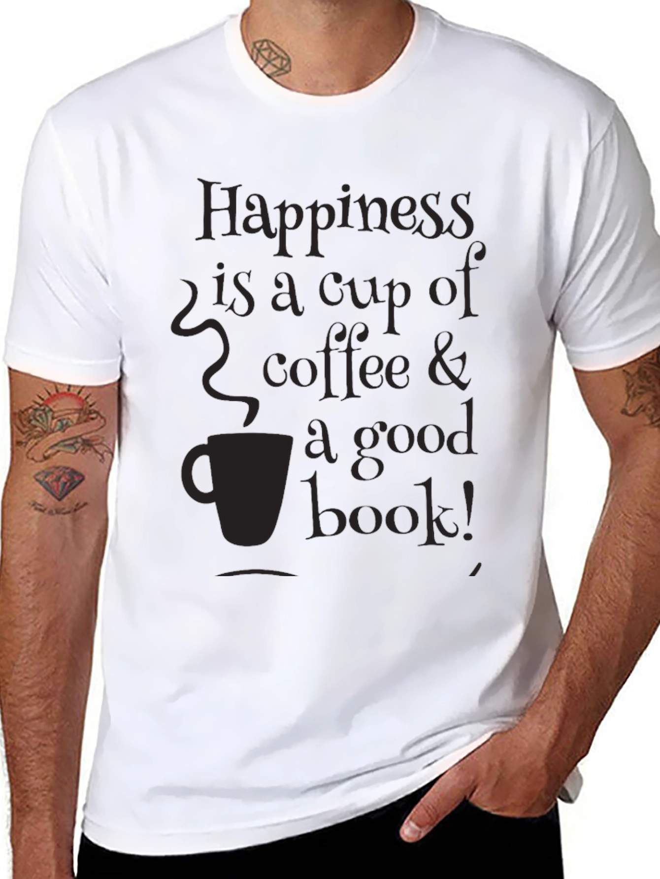 Black Happiness Coffee & Book T-Shirt view 8
